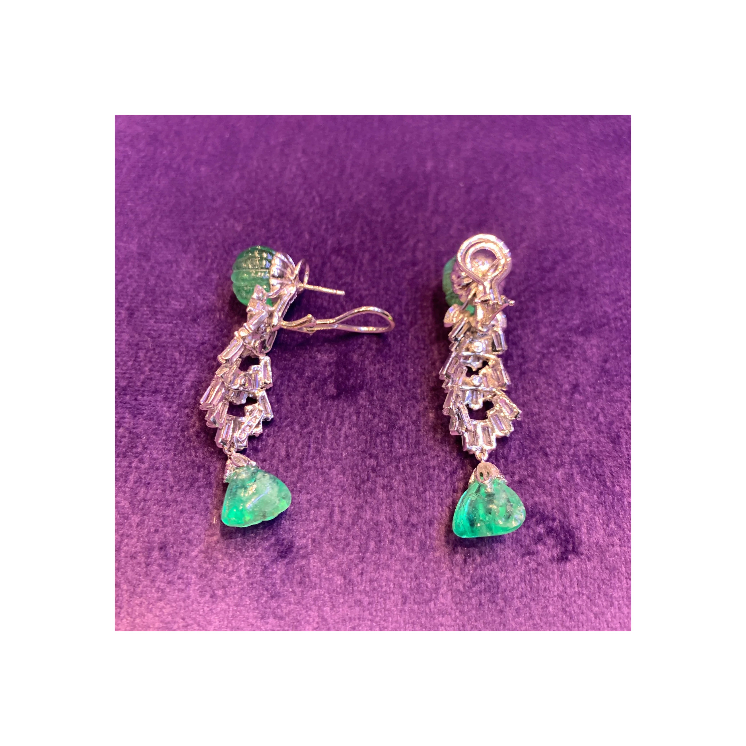 David Webb Carved Emerald & Diamond Earrings - Image 9