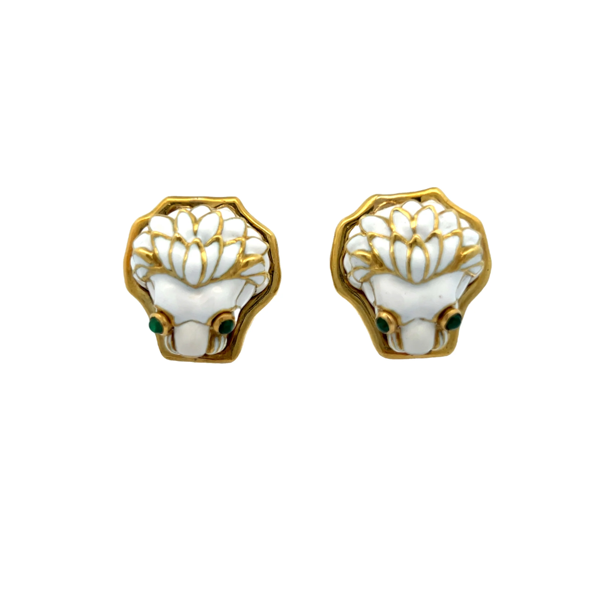 David Webb Enameled Lions Head Earrings - Image 7