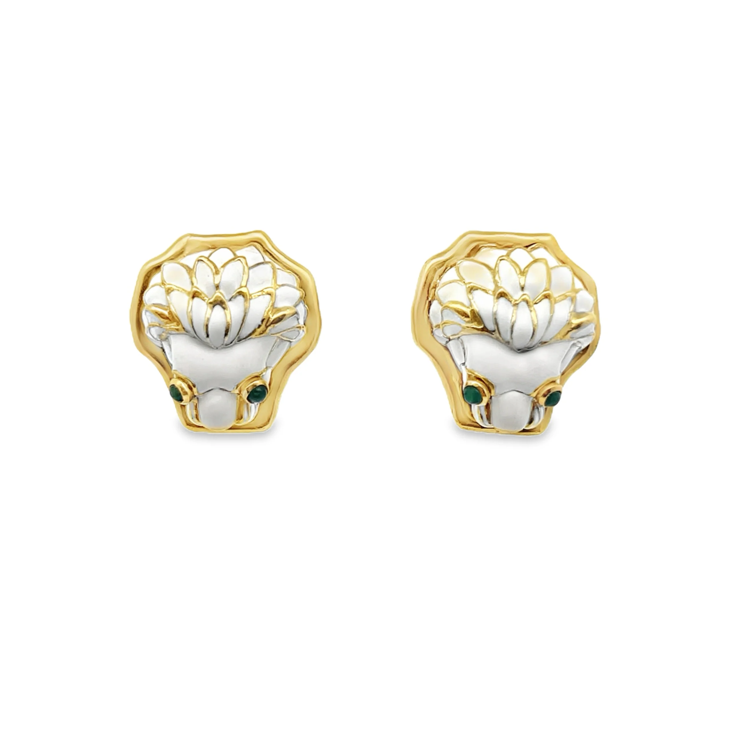 David Webb Enameled Lions Head Earrings - Image 9