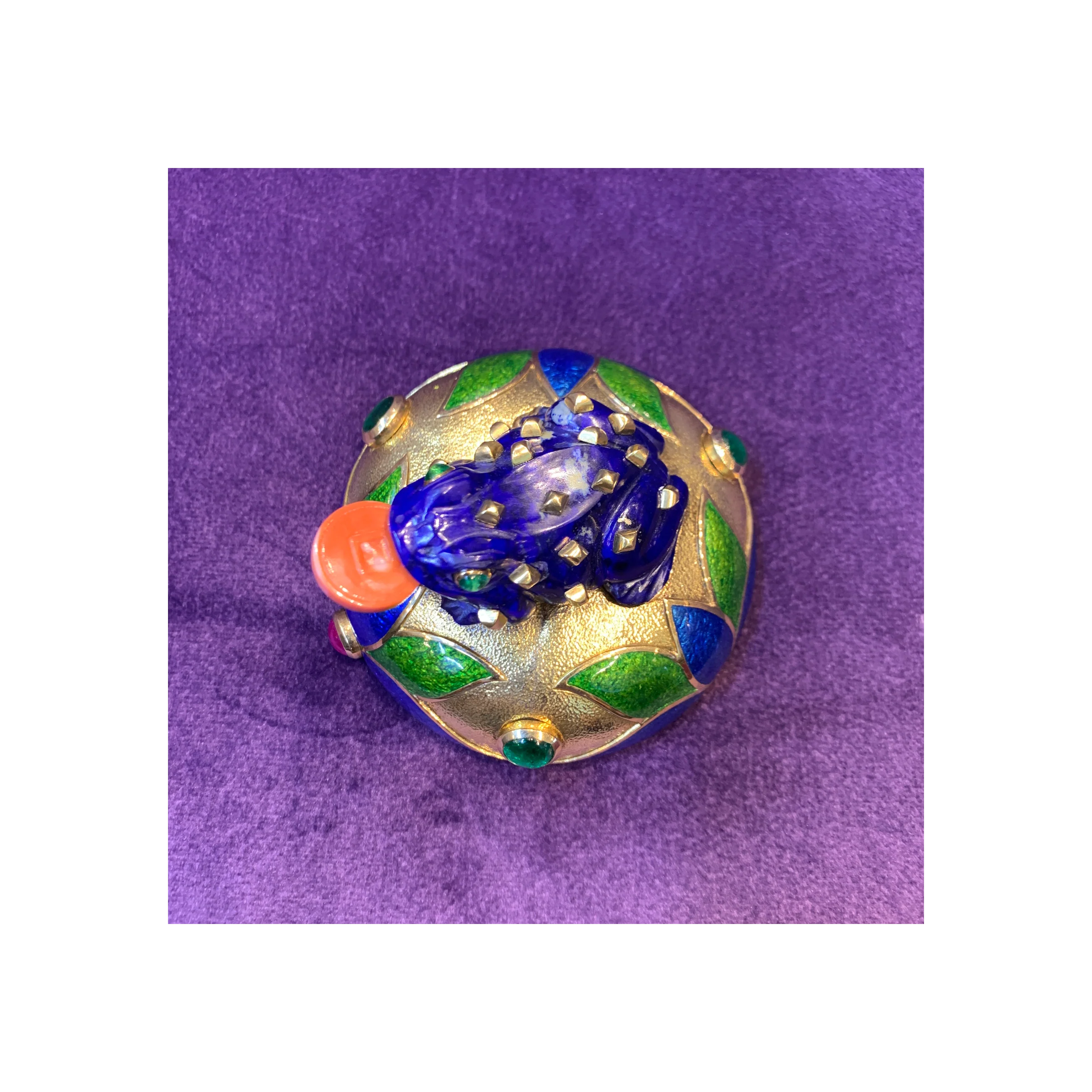 David Webb Multi Gem and Enamel Gold Frog Bowl - Image 12