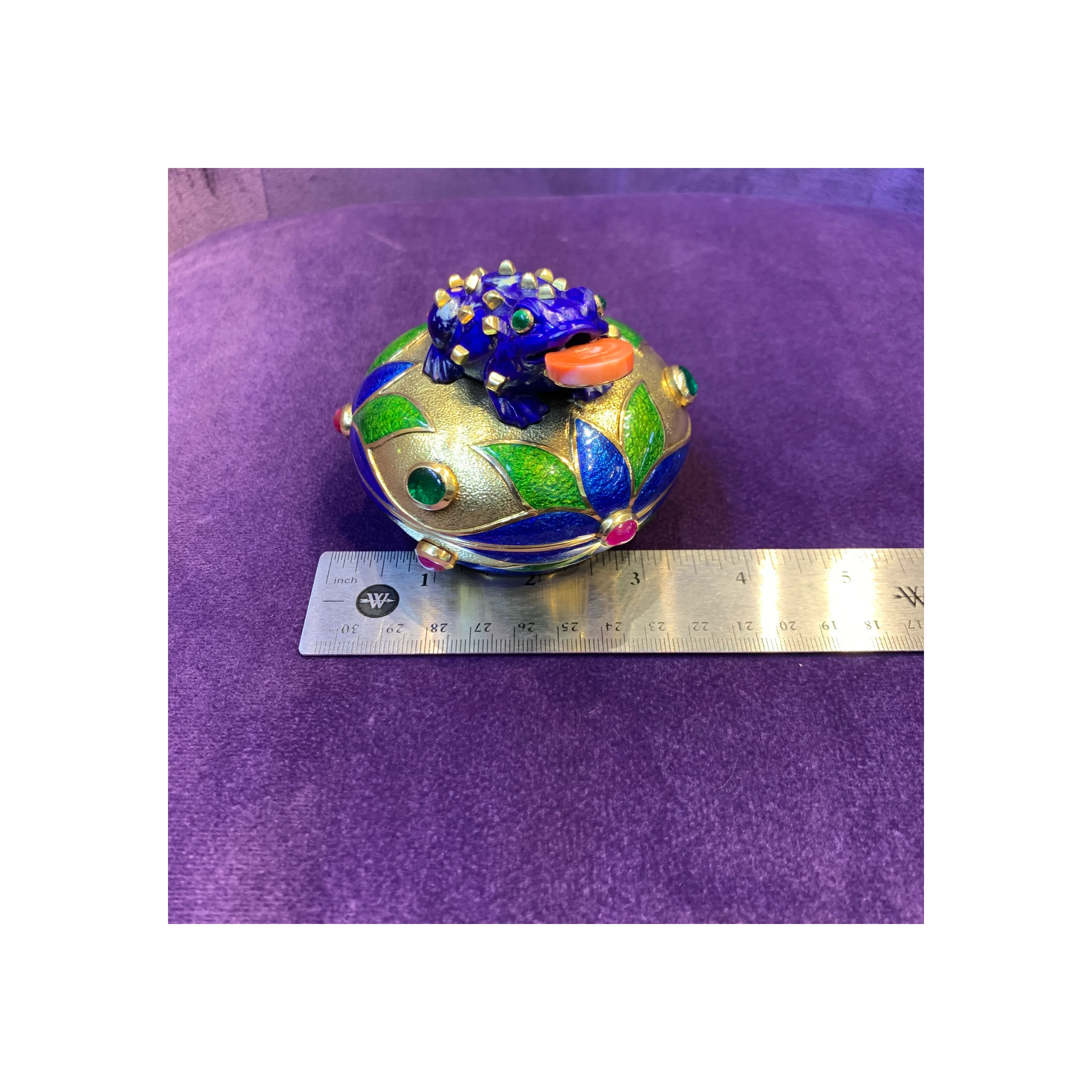 David Webb Multi Gem and Enamel Gold Frog Bowl - Image 14