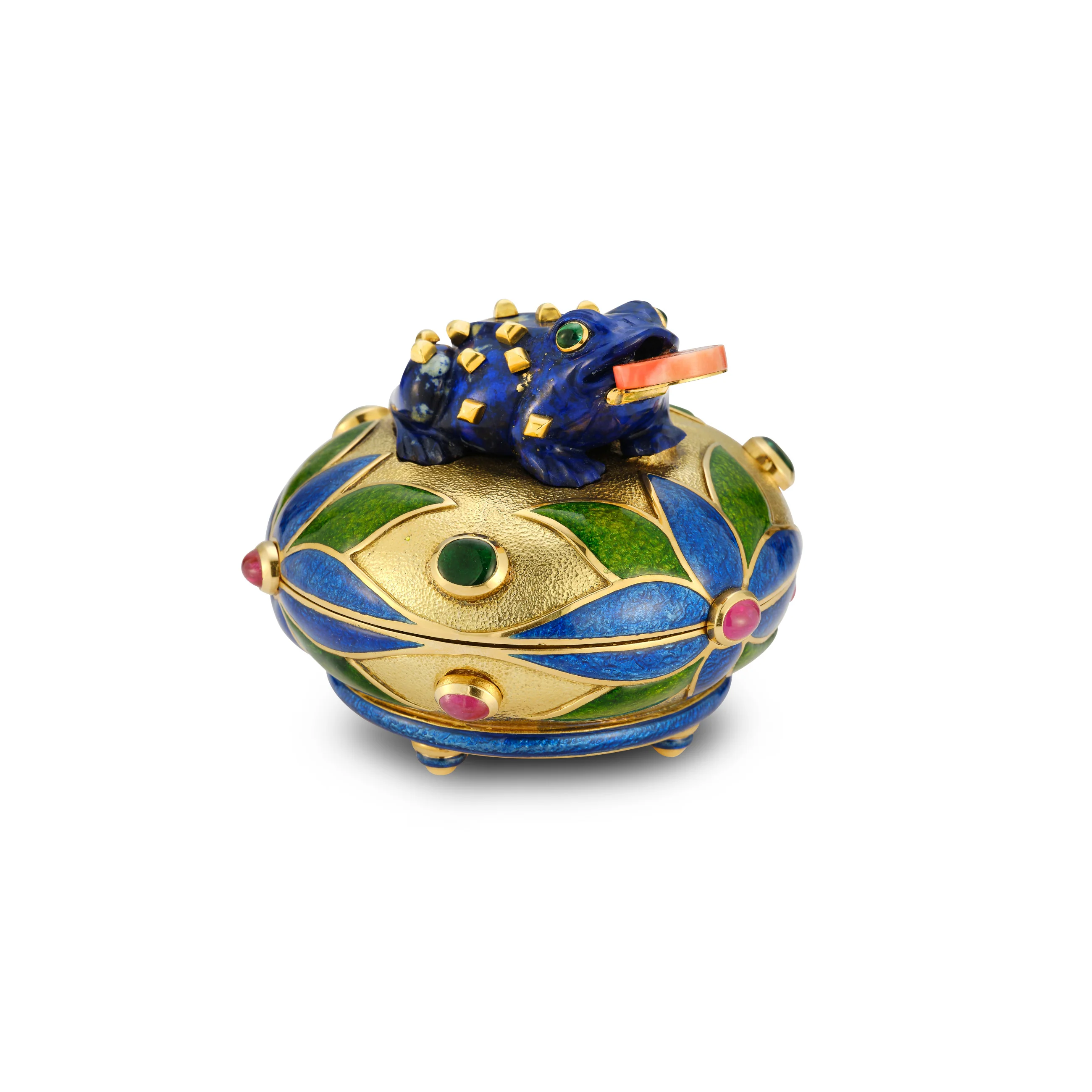 David Webb Multi Gem and Enamel Gold Frog Bowl - Image 3