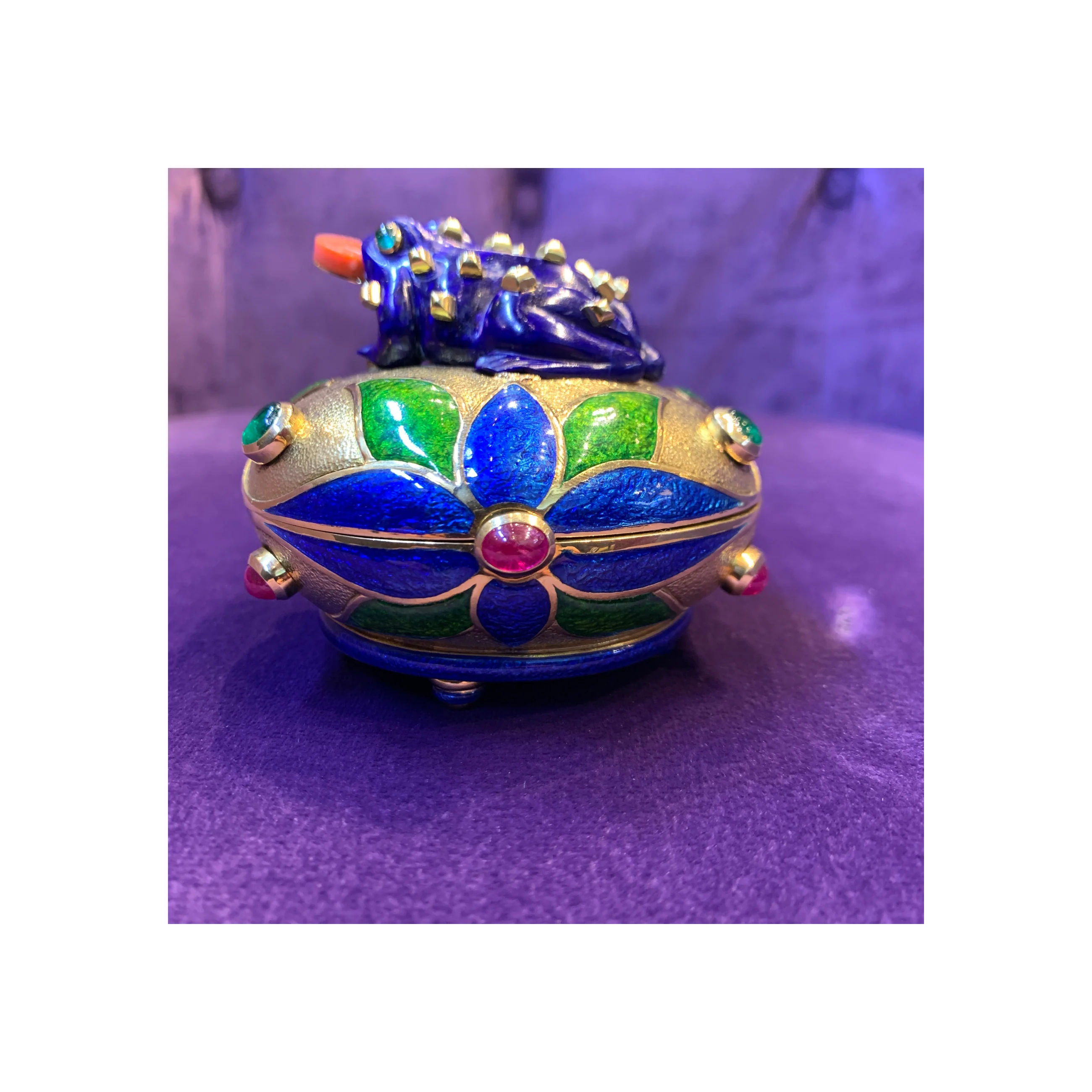 David Webb Multi Gem and Enamel Gold Frog Bowl - Image 8