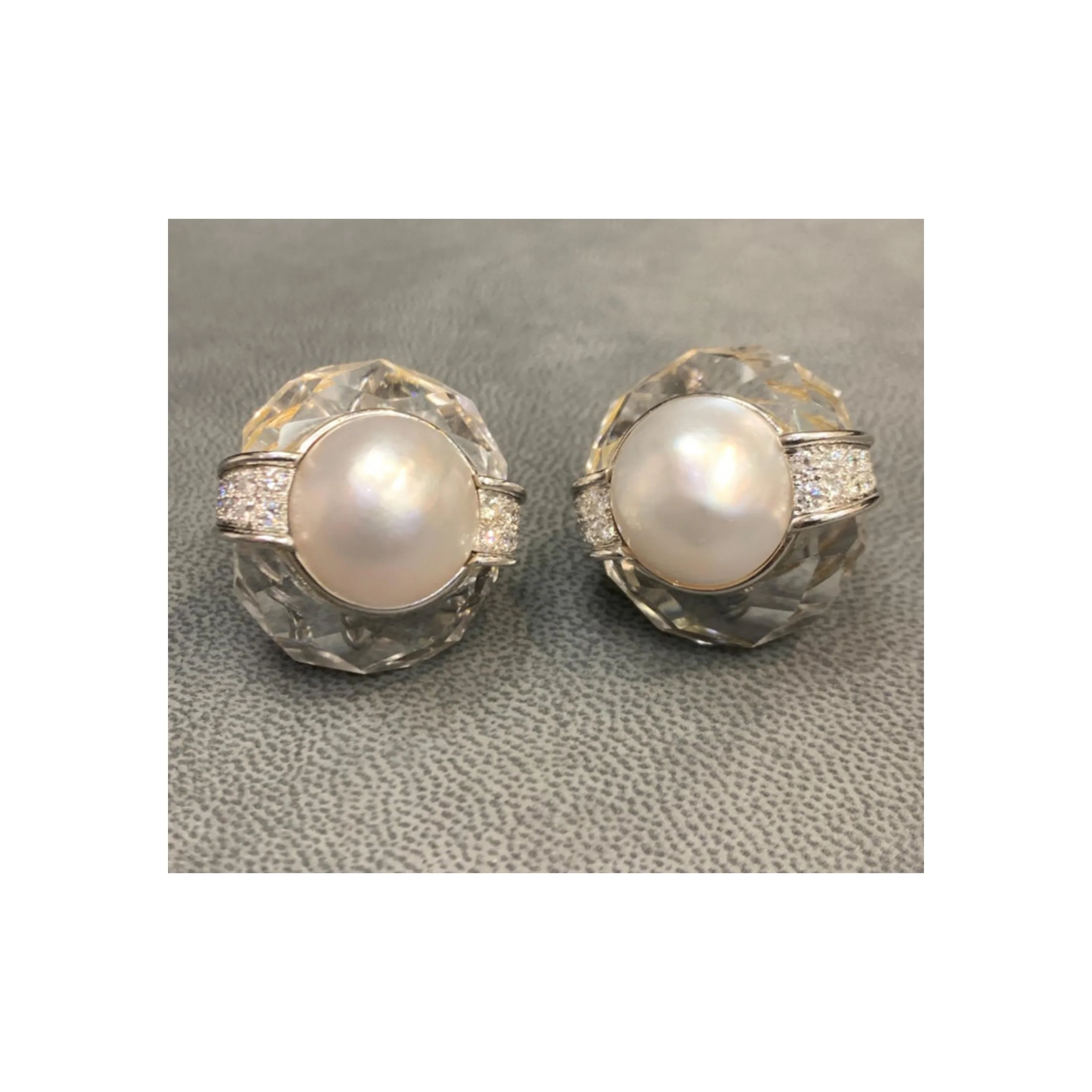 David Webb Pearl & Rock Crystal Earrings - Image 13
