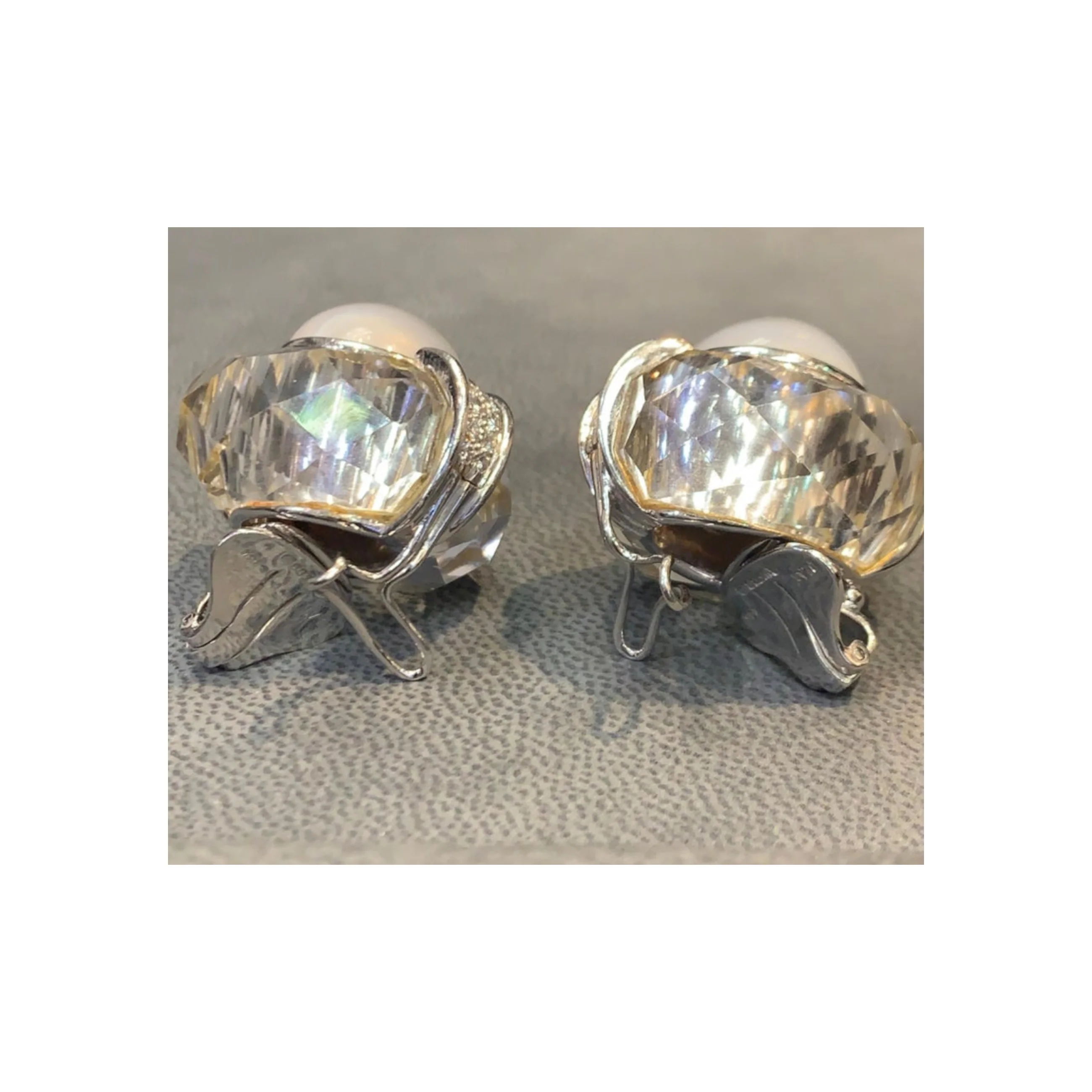 David Webb Pearl & Rock Crystal Earrings - Image 7