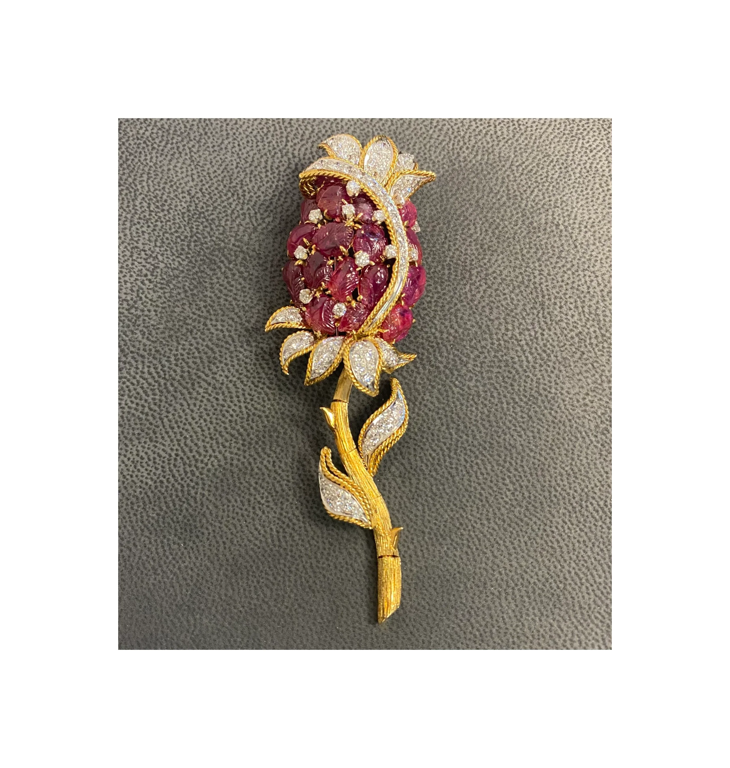David Webb Ruby Rose Brooch - Image 2