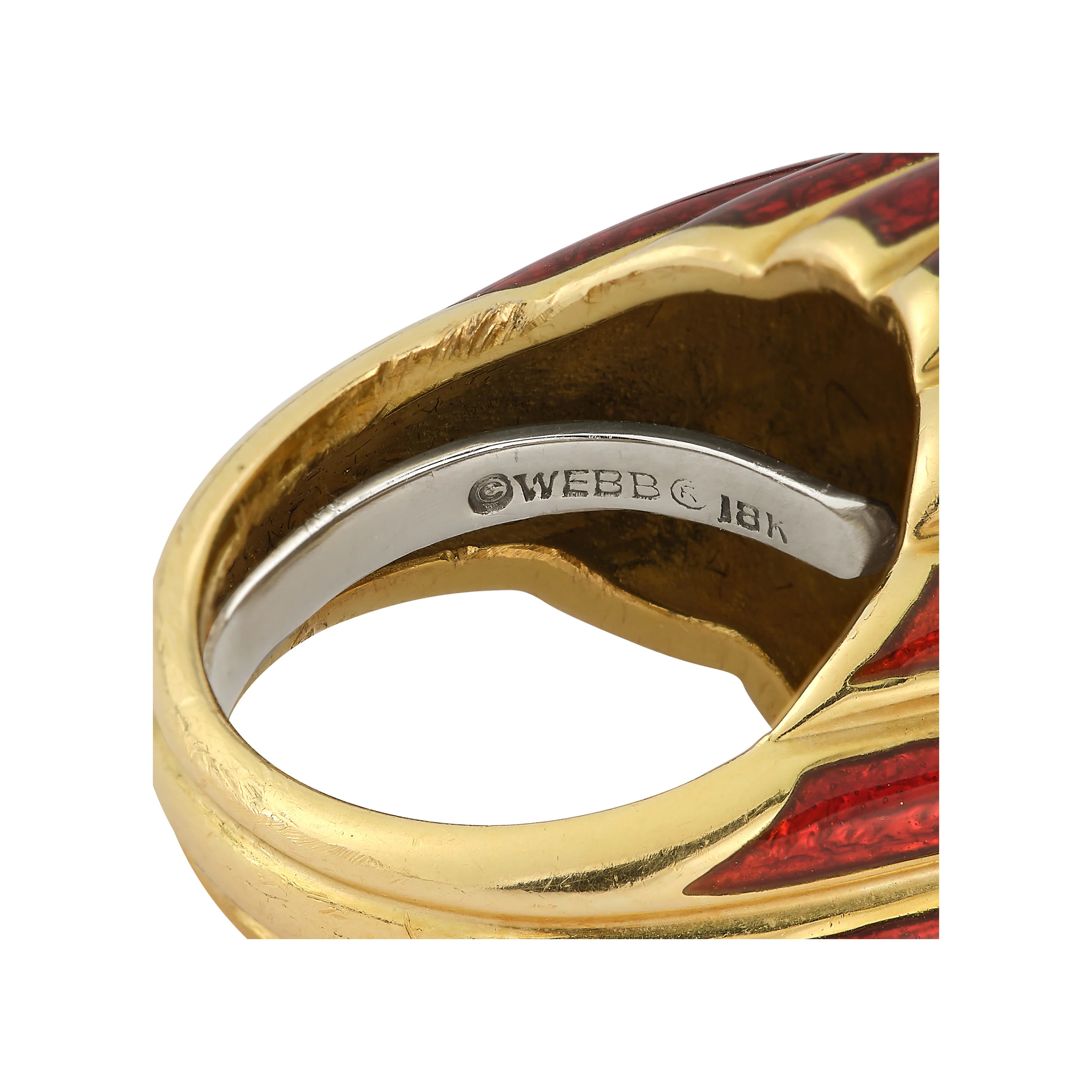 David Webb Turquoise and Red Enamel Ring - Image 4