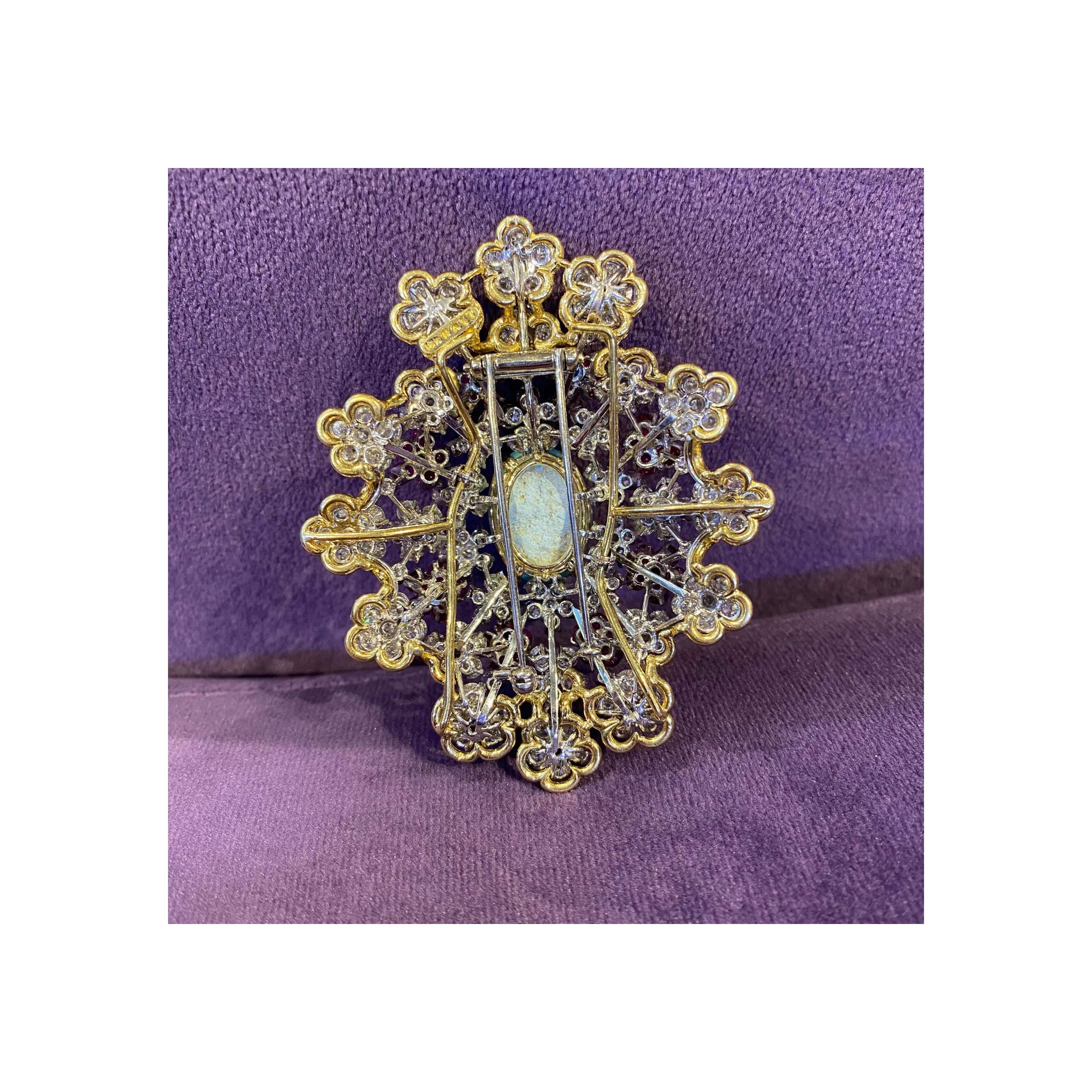 David Webb Turquoise and Ruby Brooch - Image 7