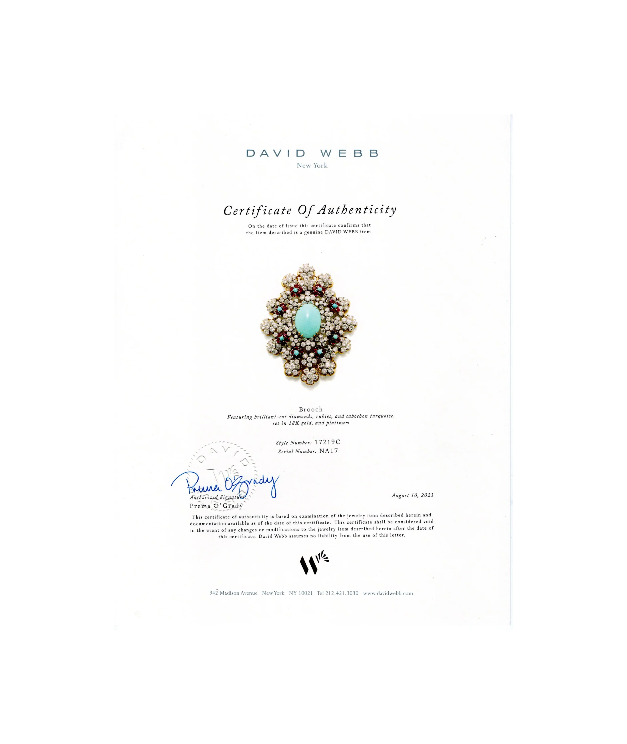 David Webb Turquoise and Ruby Brooch - Image 9