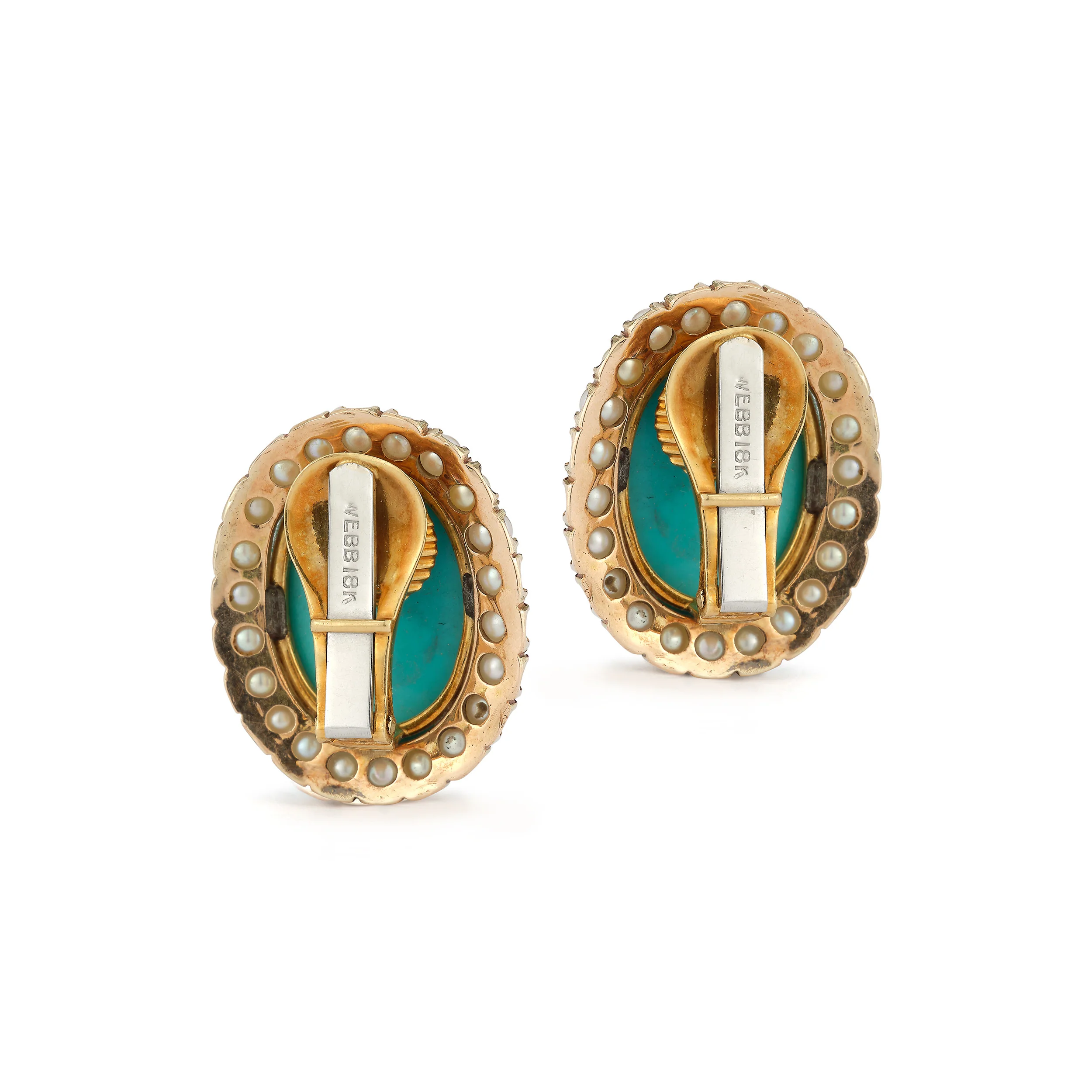 David Webb Turquoise & Pearl Earrings - Image 3