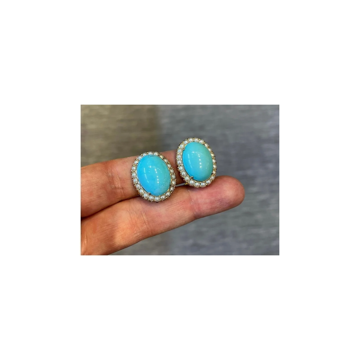 David Webb Turquoise & Pearl Earrings - Image 5