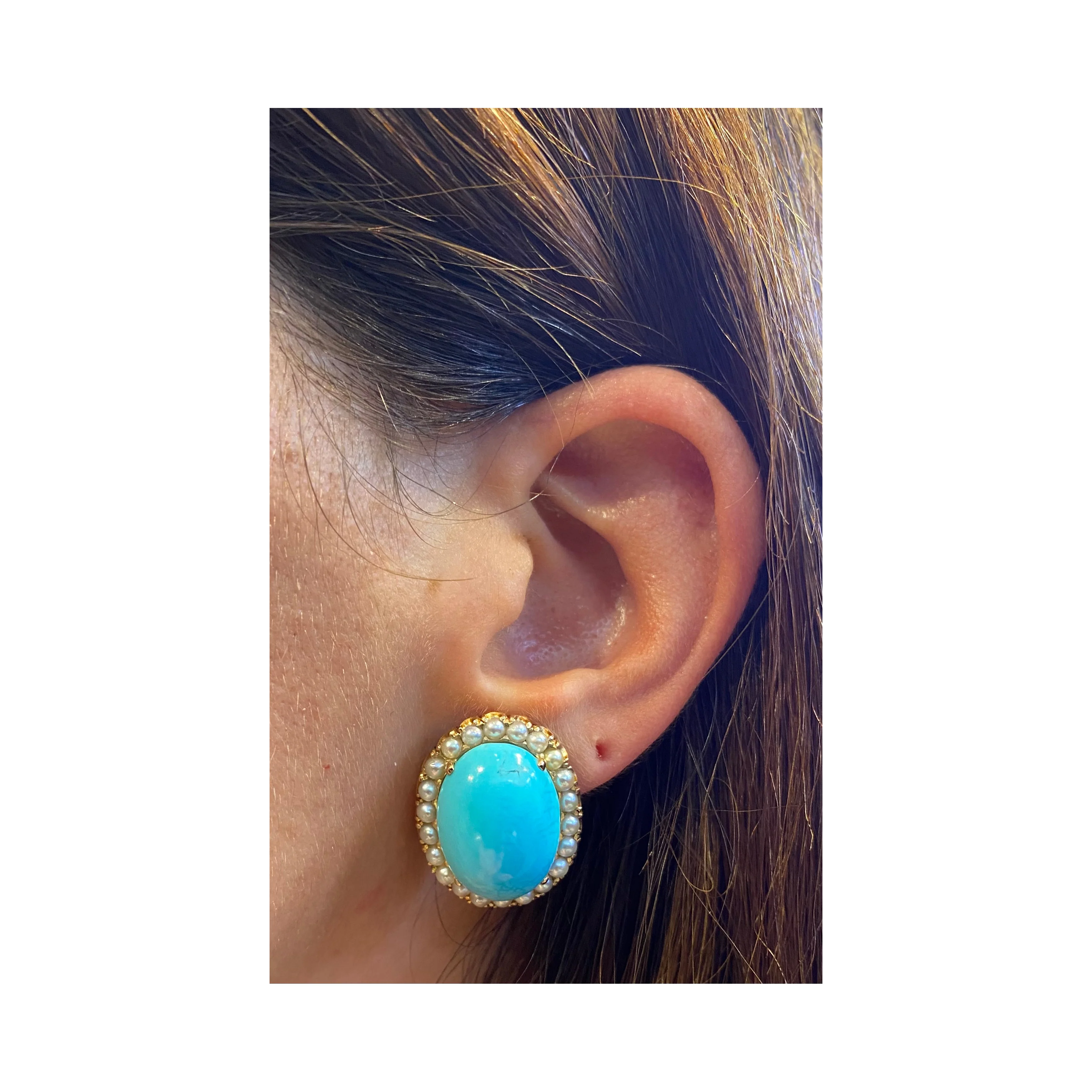 David Webb Turquoise & Pearl Earrings - Image 6