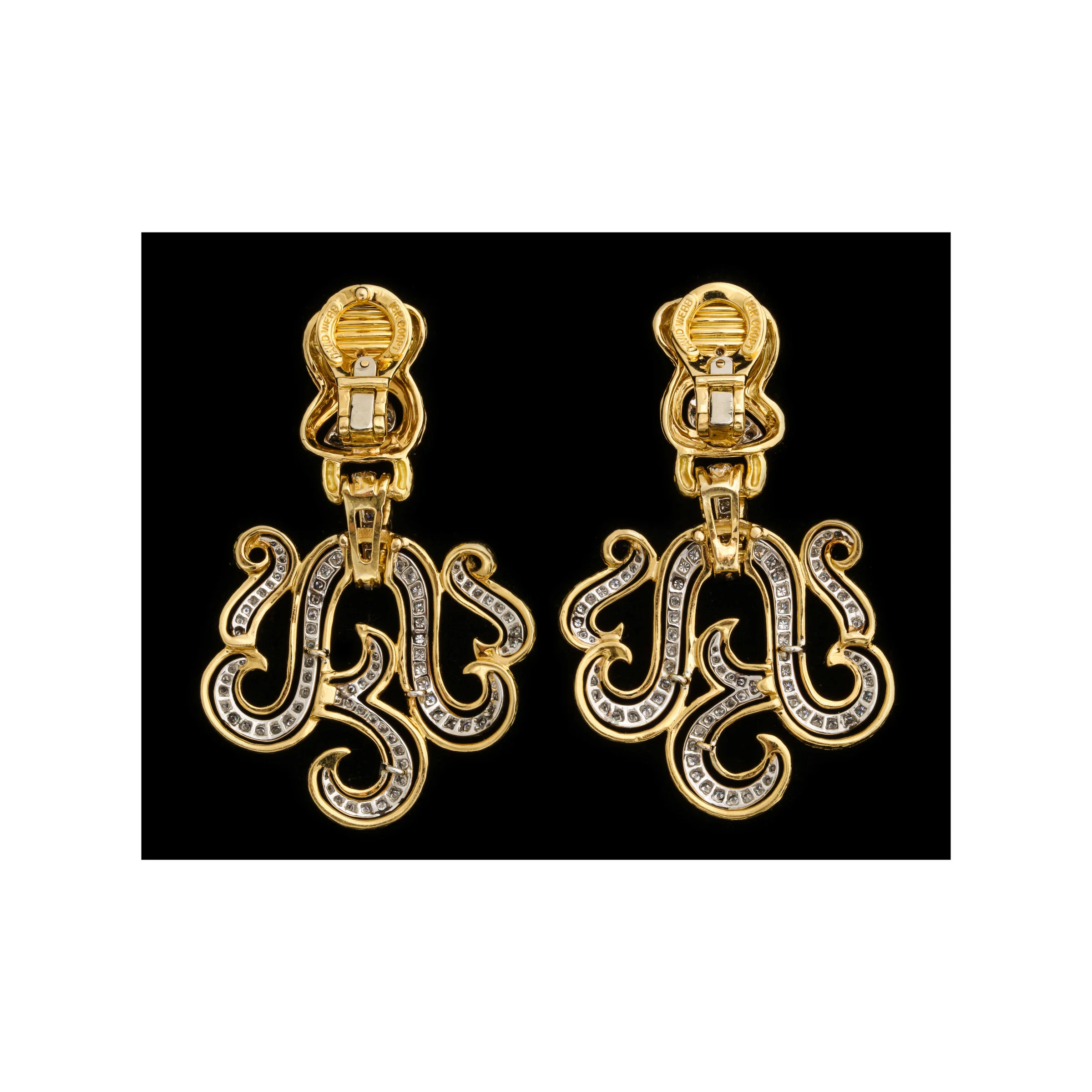 David Webb Yellow Gold and Diamond Earrings - Image 6