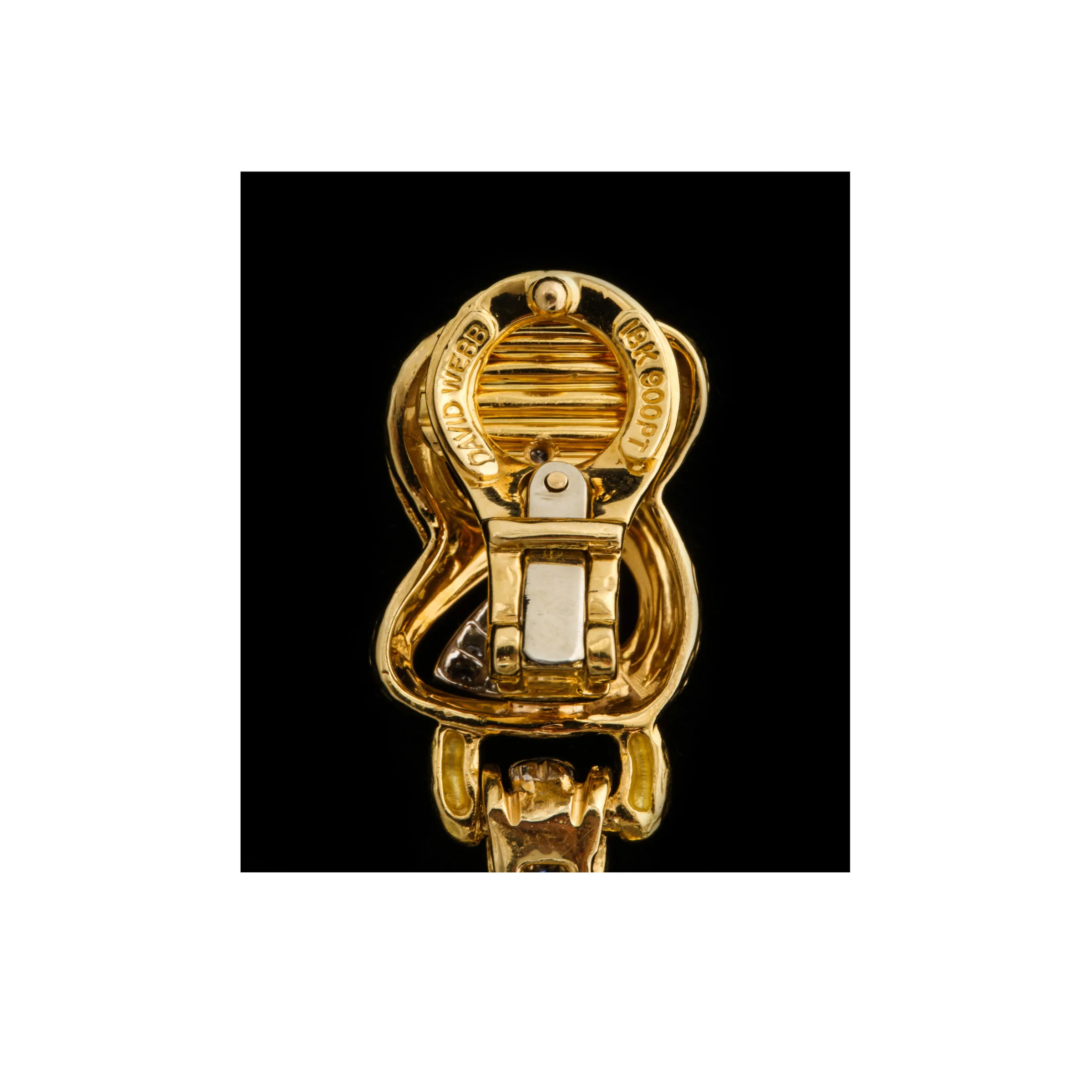 David Webb Yellow Gold and Diamond Earrings - Image 7