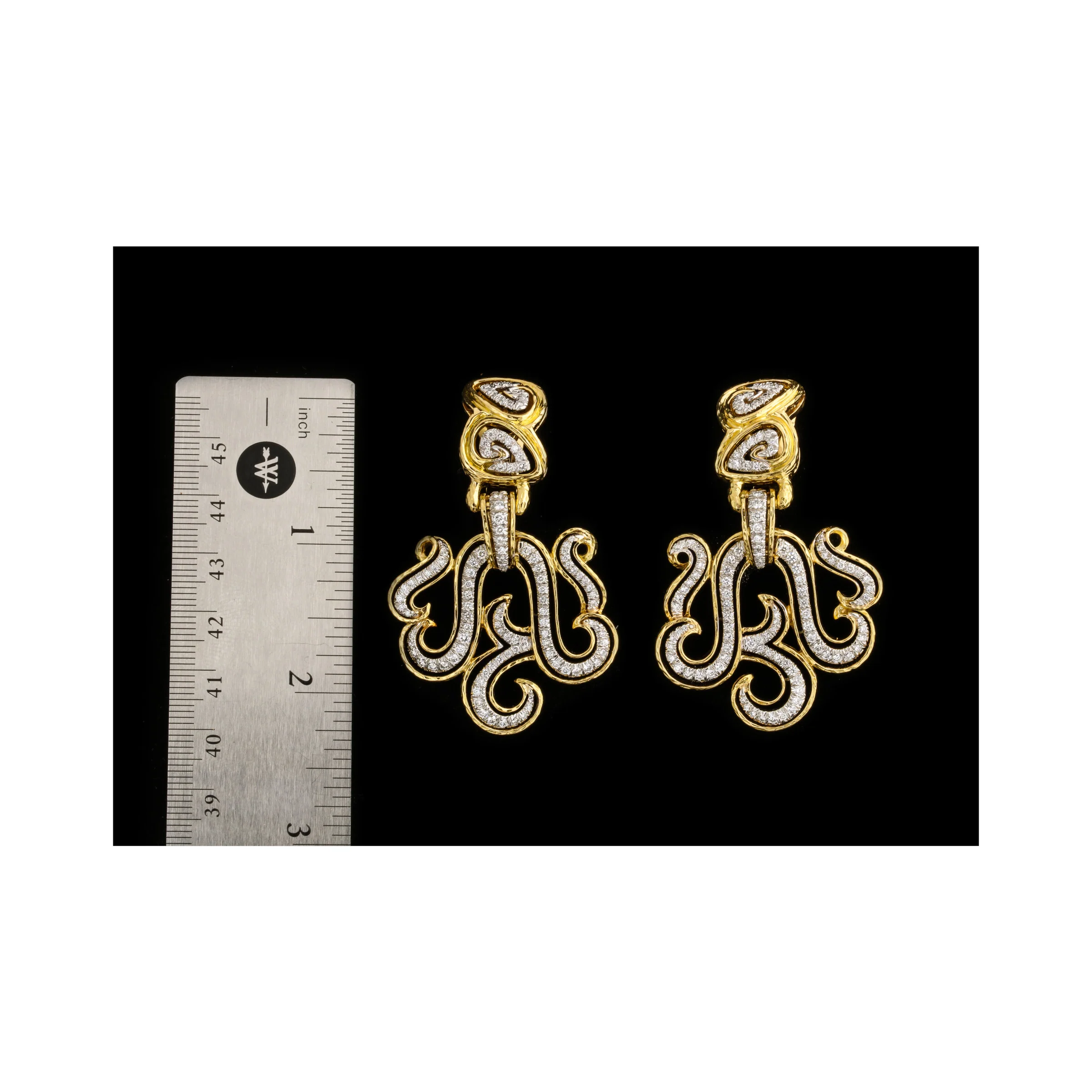 David Webb Yellow Gold and Diamond Earrings - Image 8