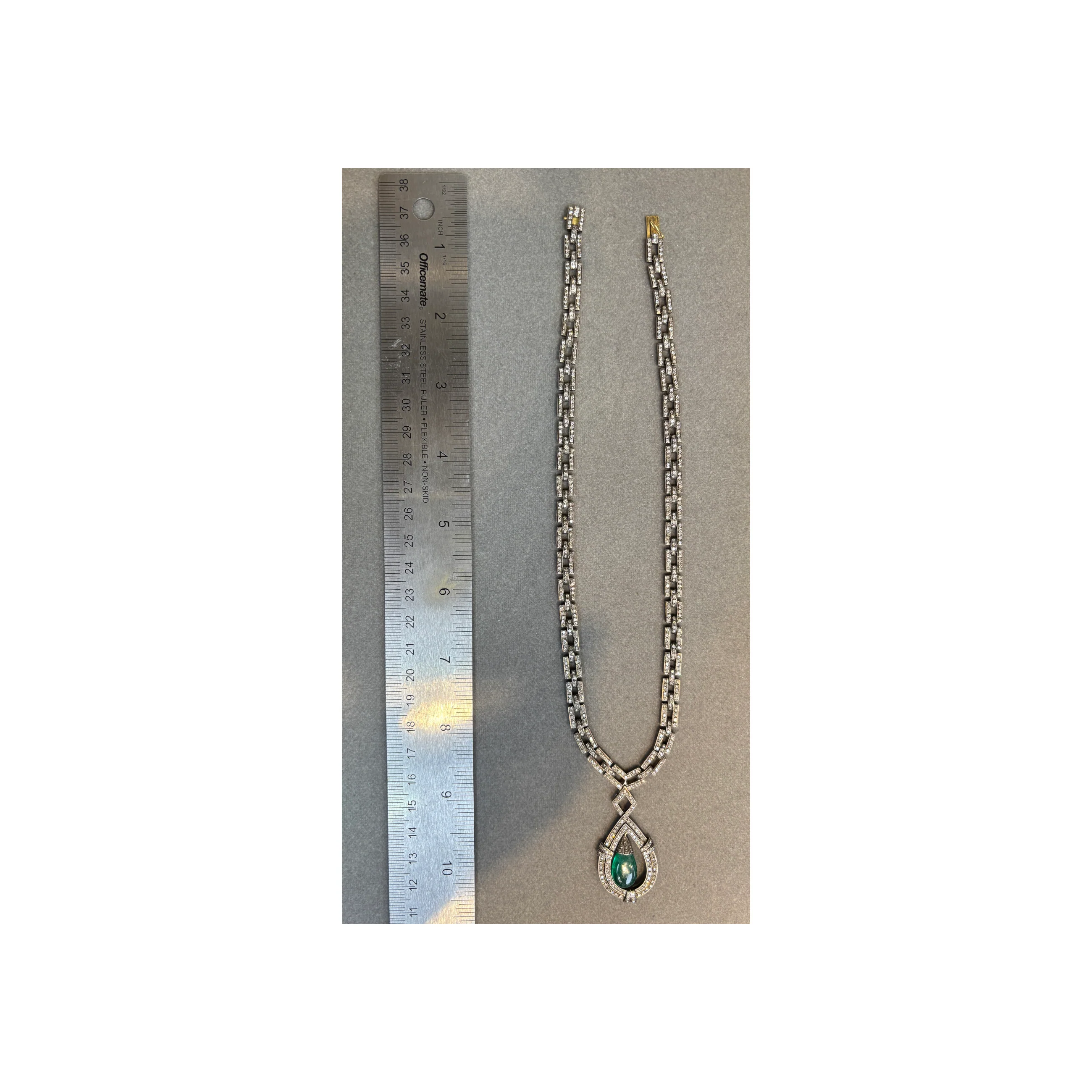Diamond and Emerald Drop Necklace - Image 4