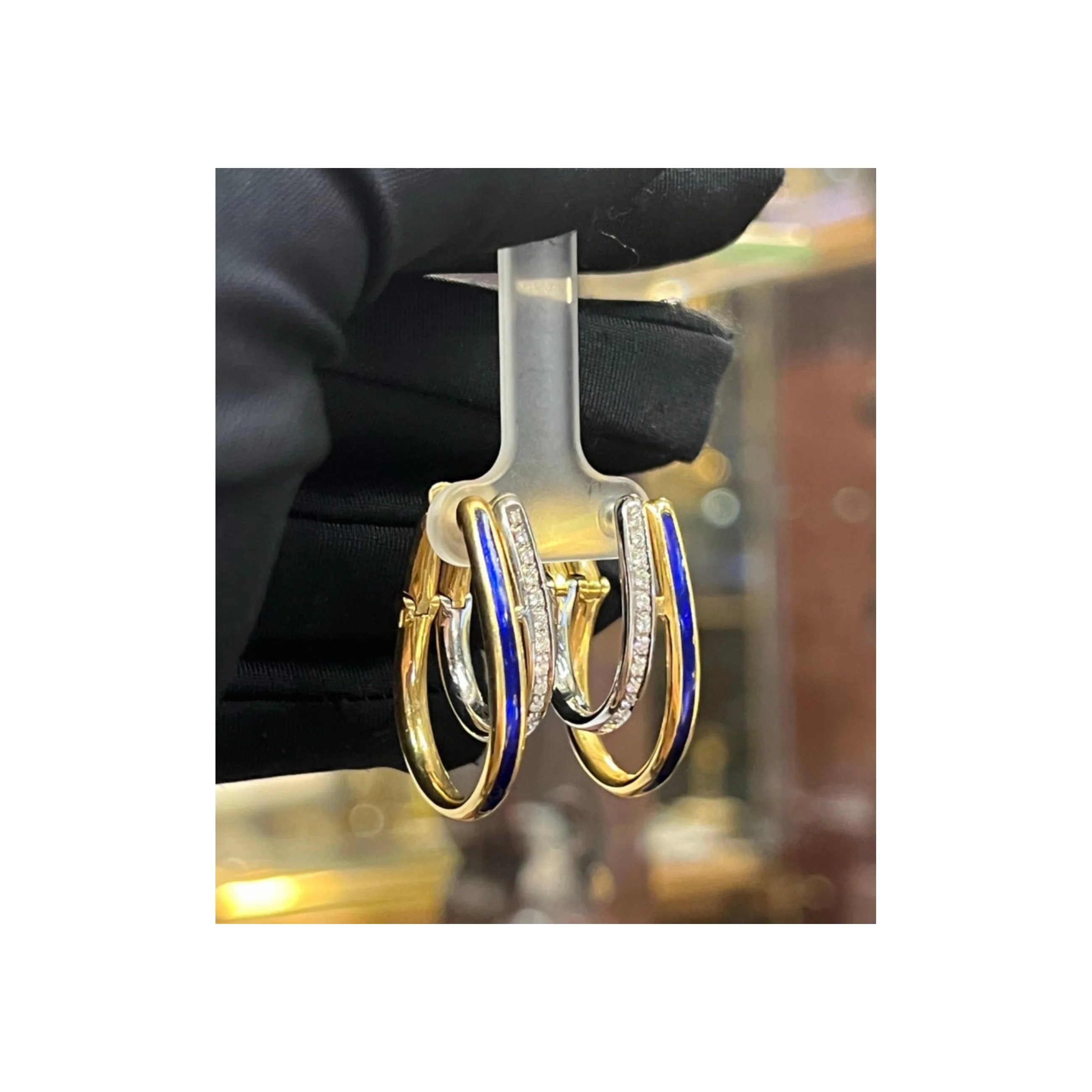 Diamond and Enamel Earrings - Image 3