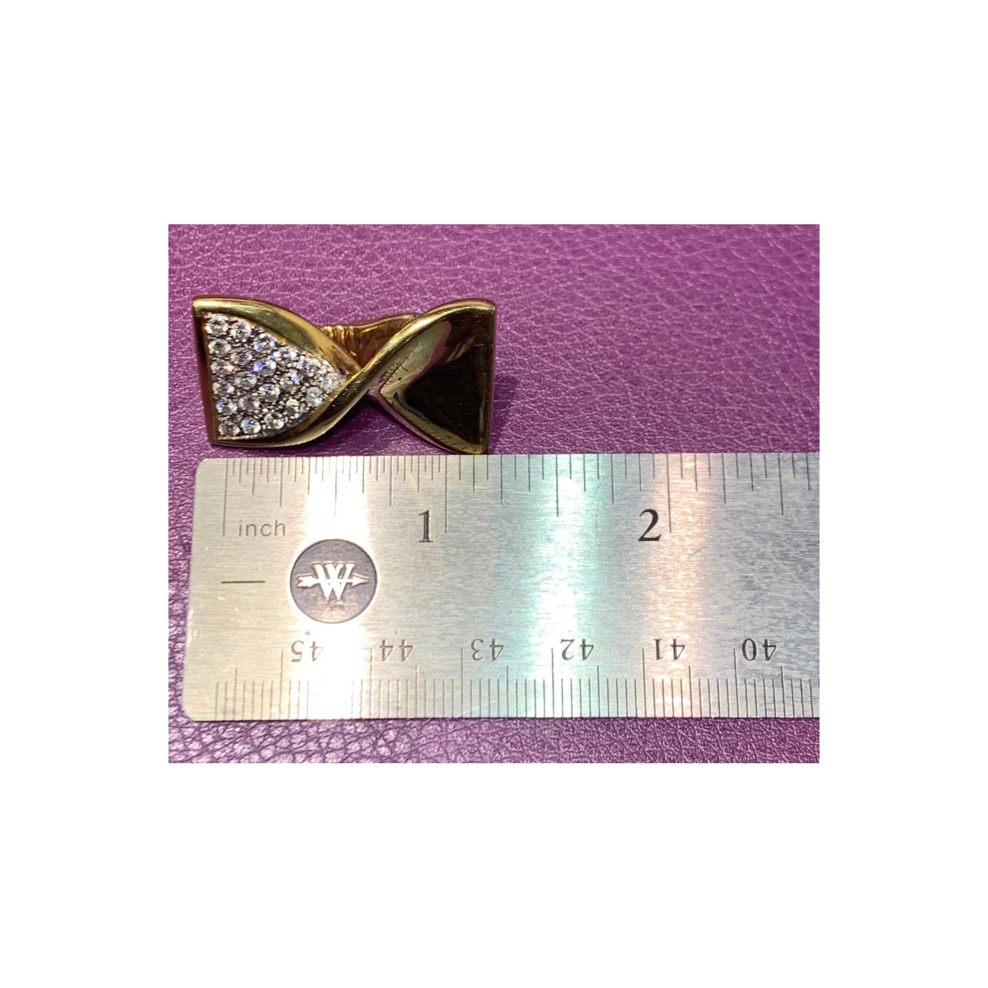 Diamond and Gold Bow Earrings - Image 3
