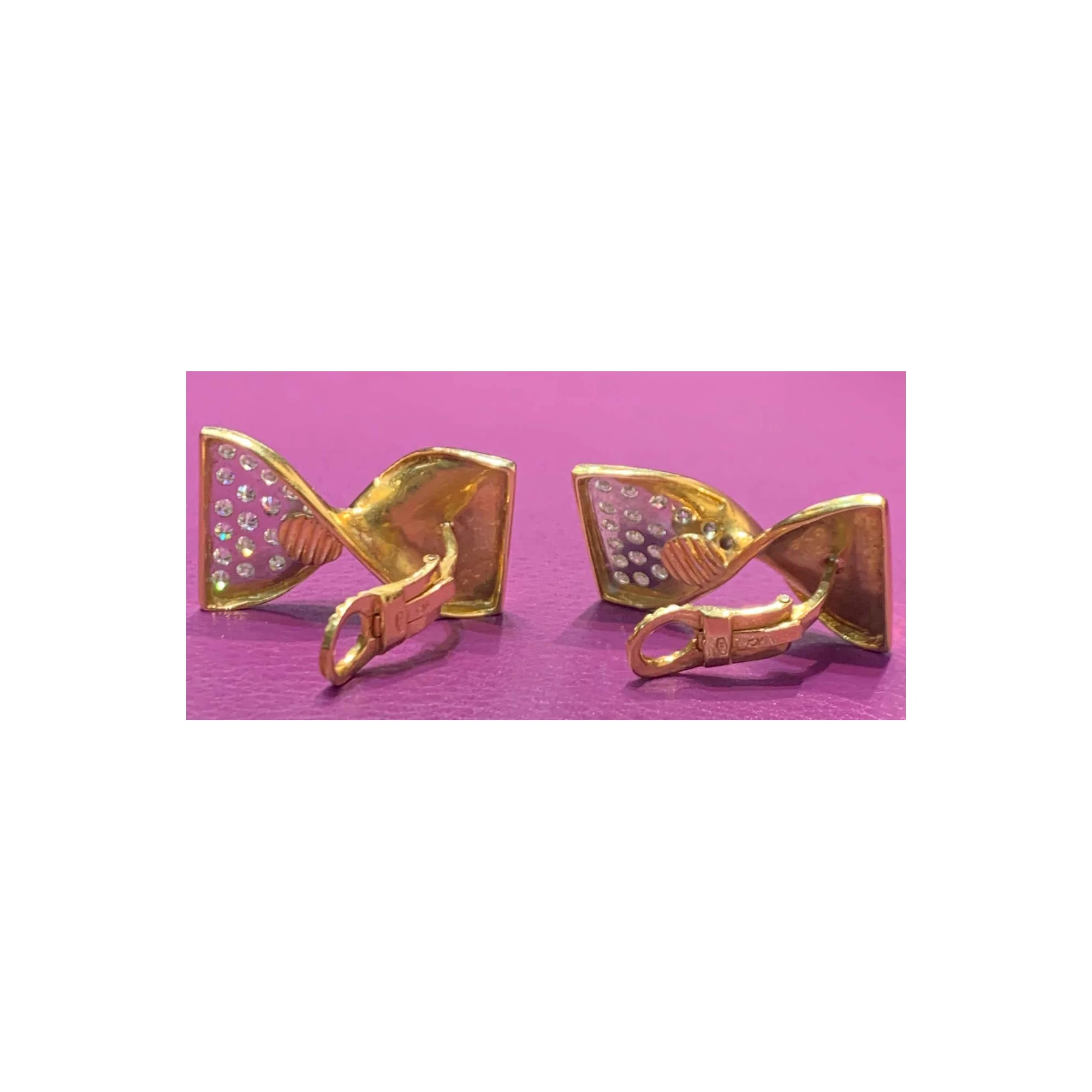 Diamond and Gold Bow Earrings - Image 4