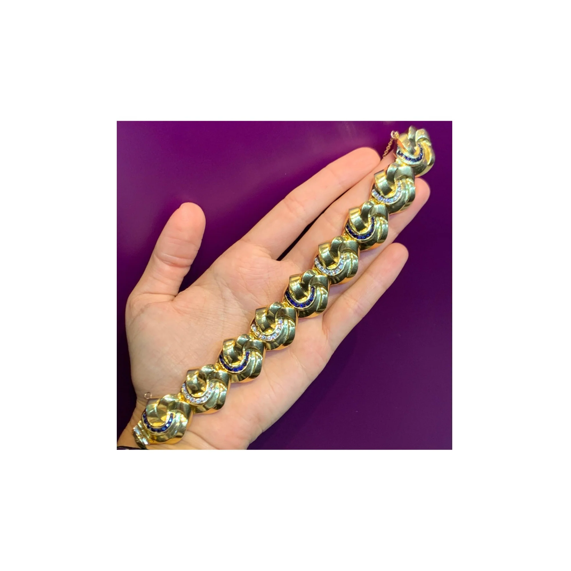 Diamond and Sapphire Gold Bracelet - Image 4