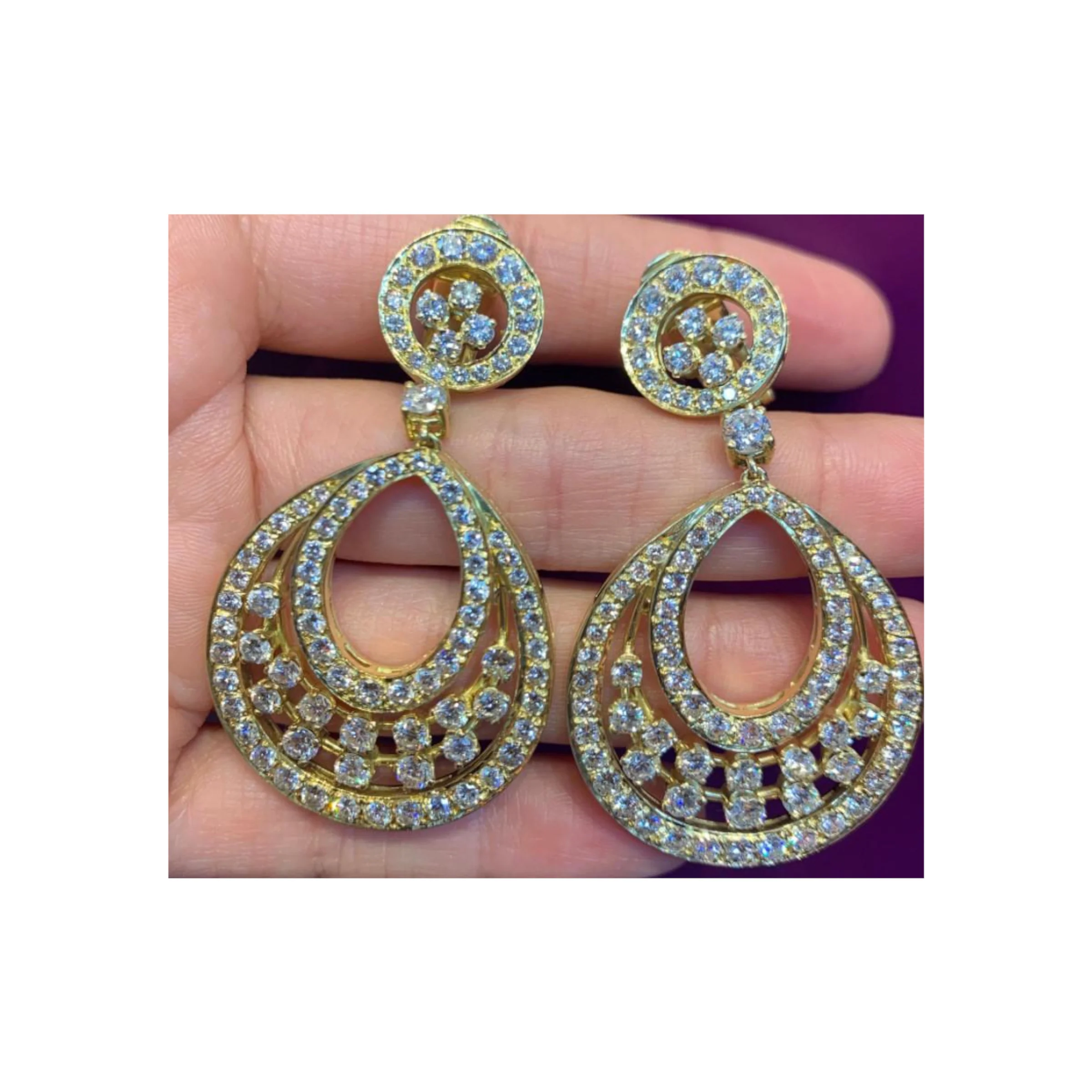 Diamond Door Knocker Dangle Earrings - Image 3
