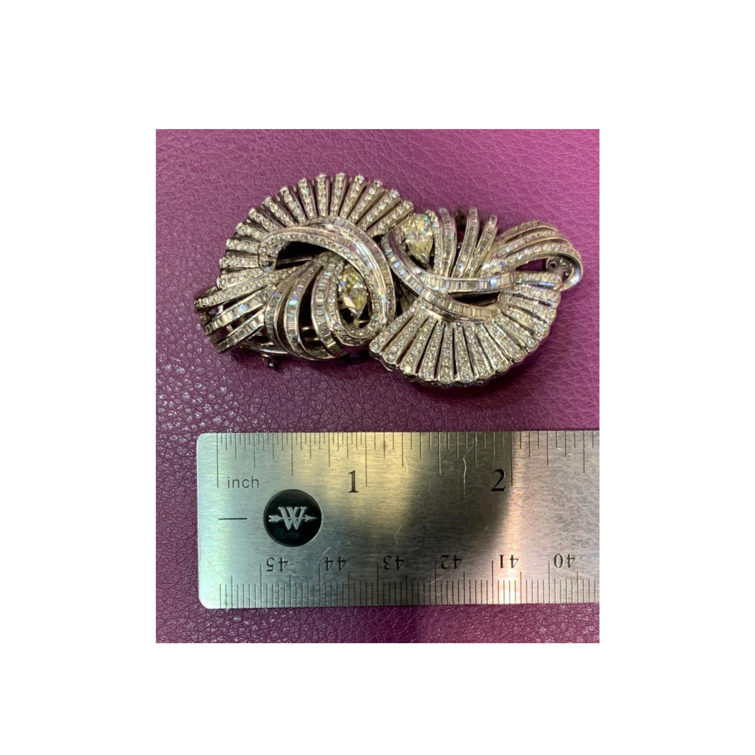 Diamond Double Clip Brooch - Image 5
