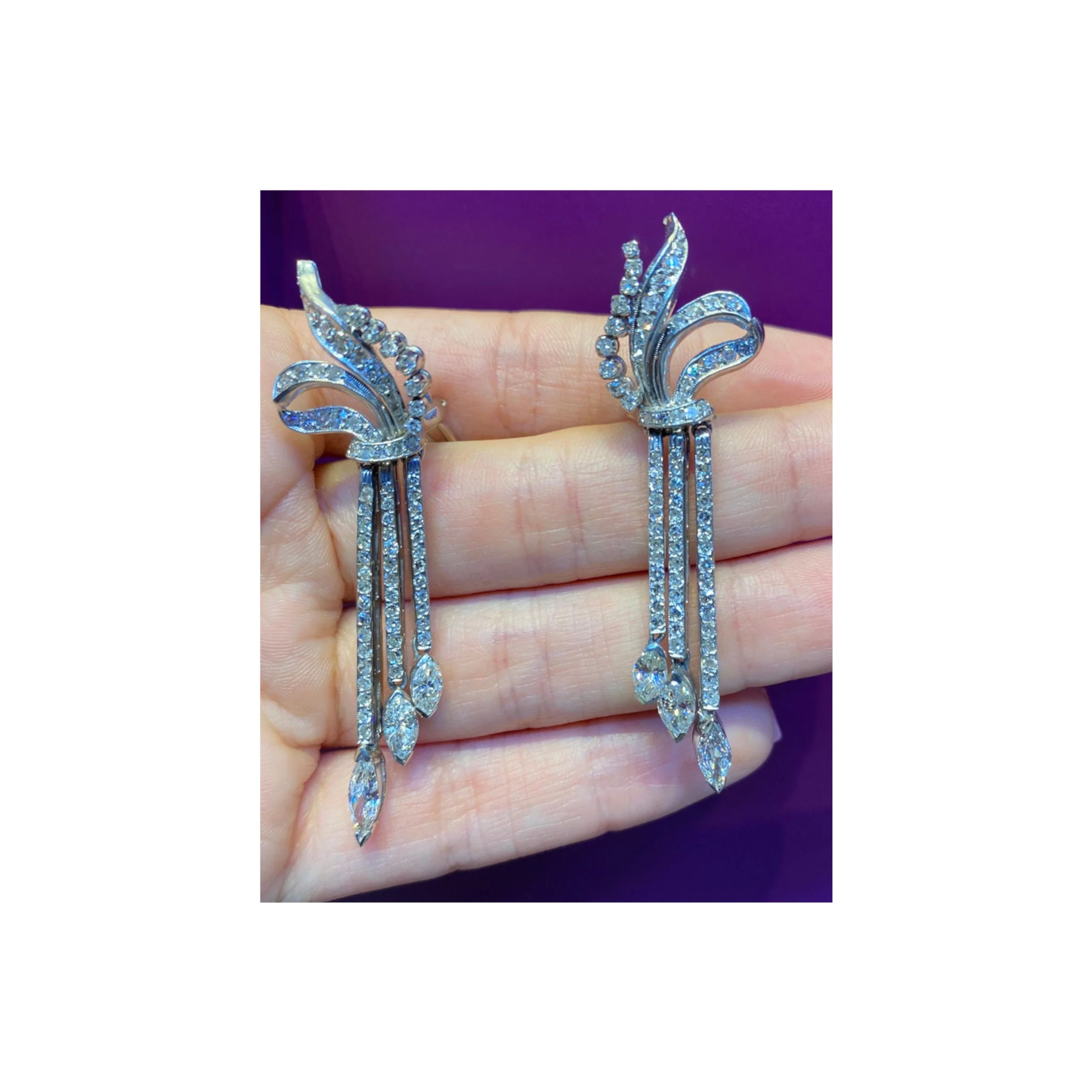 Diamond Graduated Clip on Earrings - Image 5