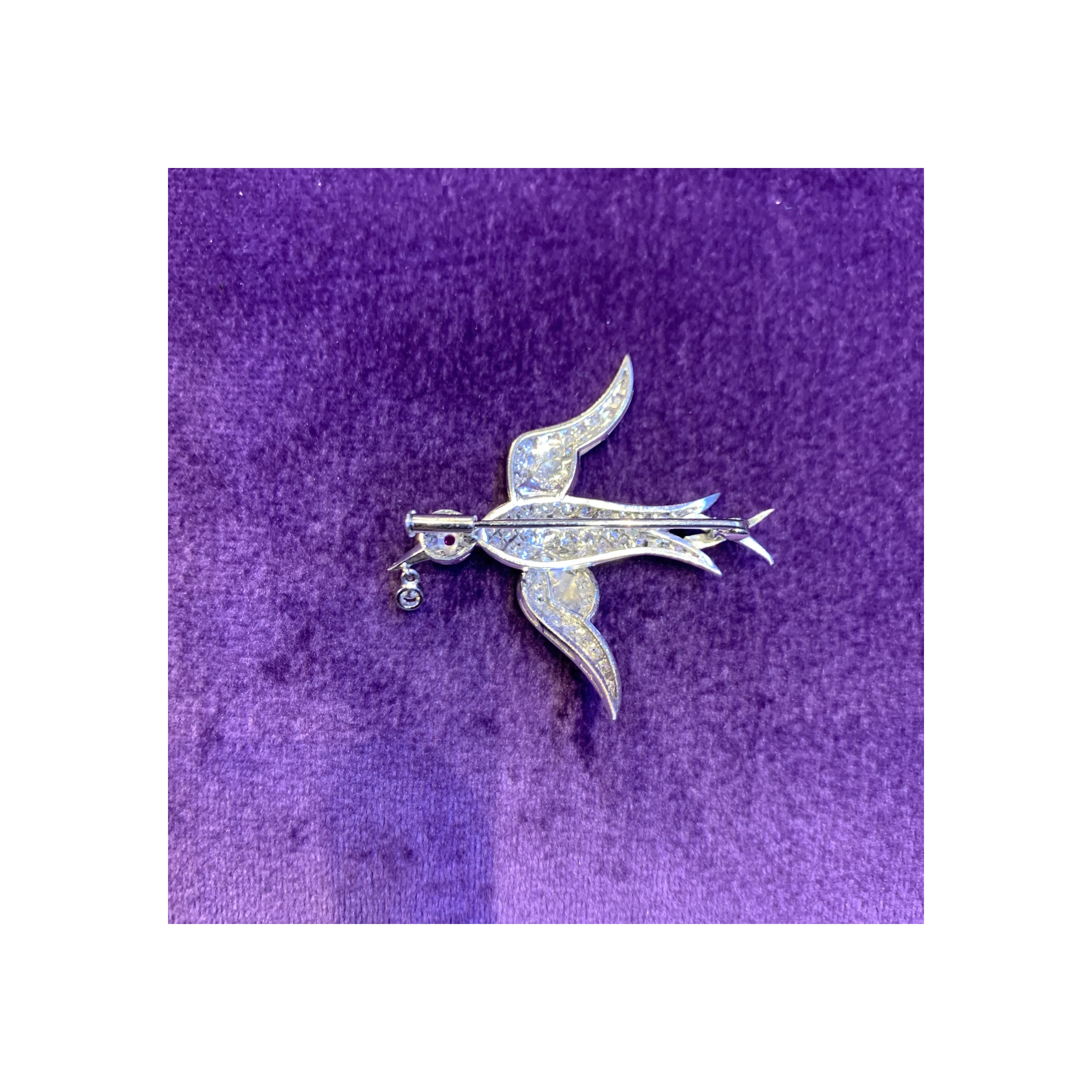 Diamond & Ruby Dove Brooch - Image 7