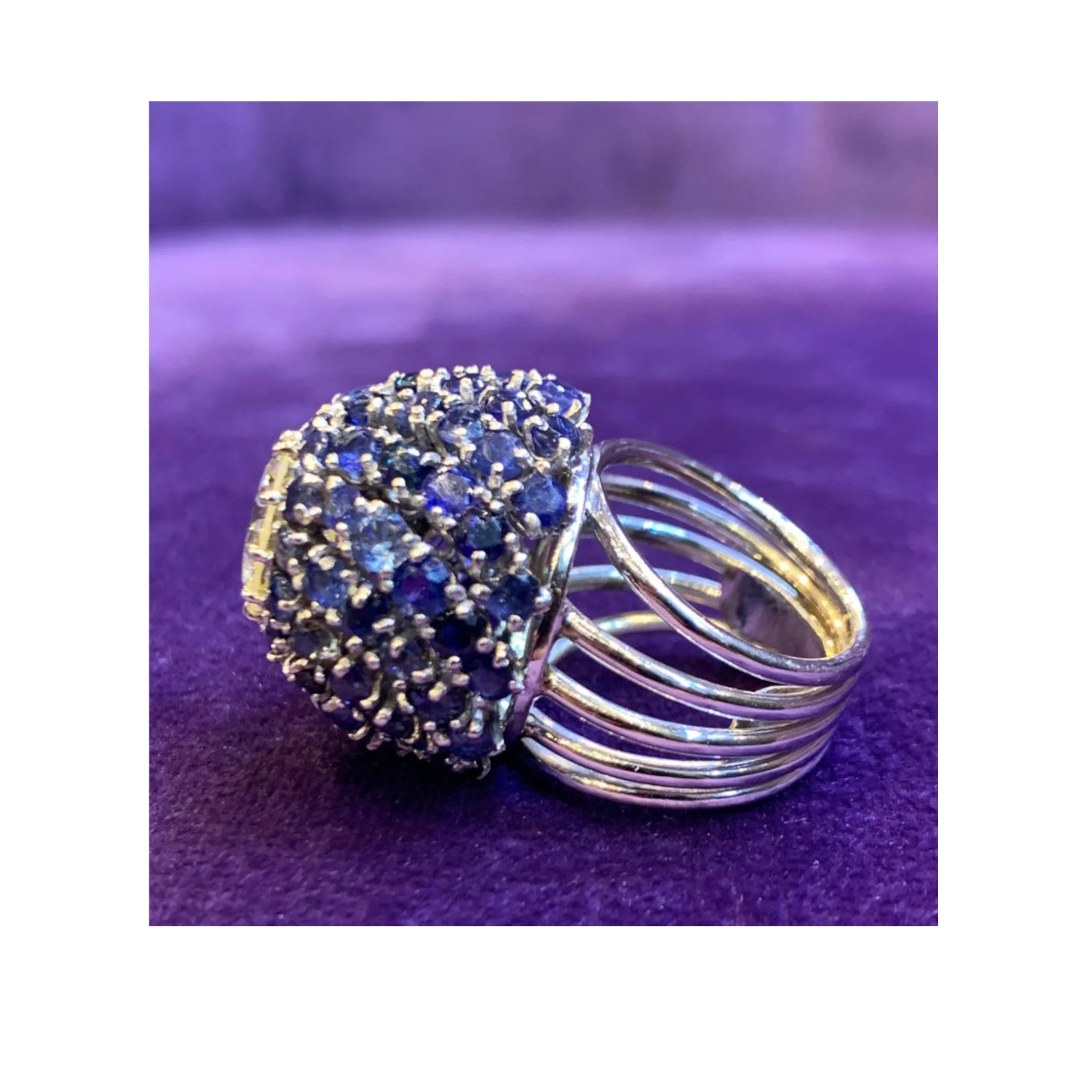 Diamond & Sapphire Cocktail Ring - Image 6