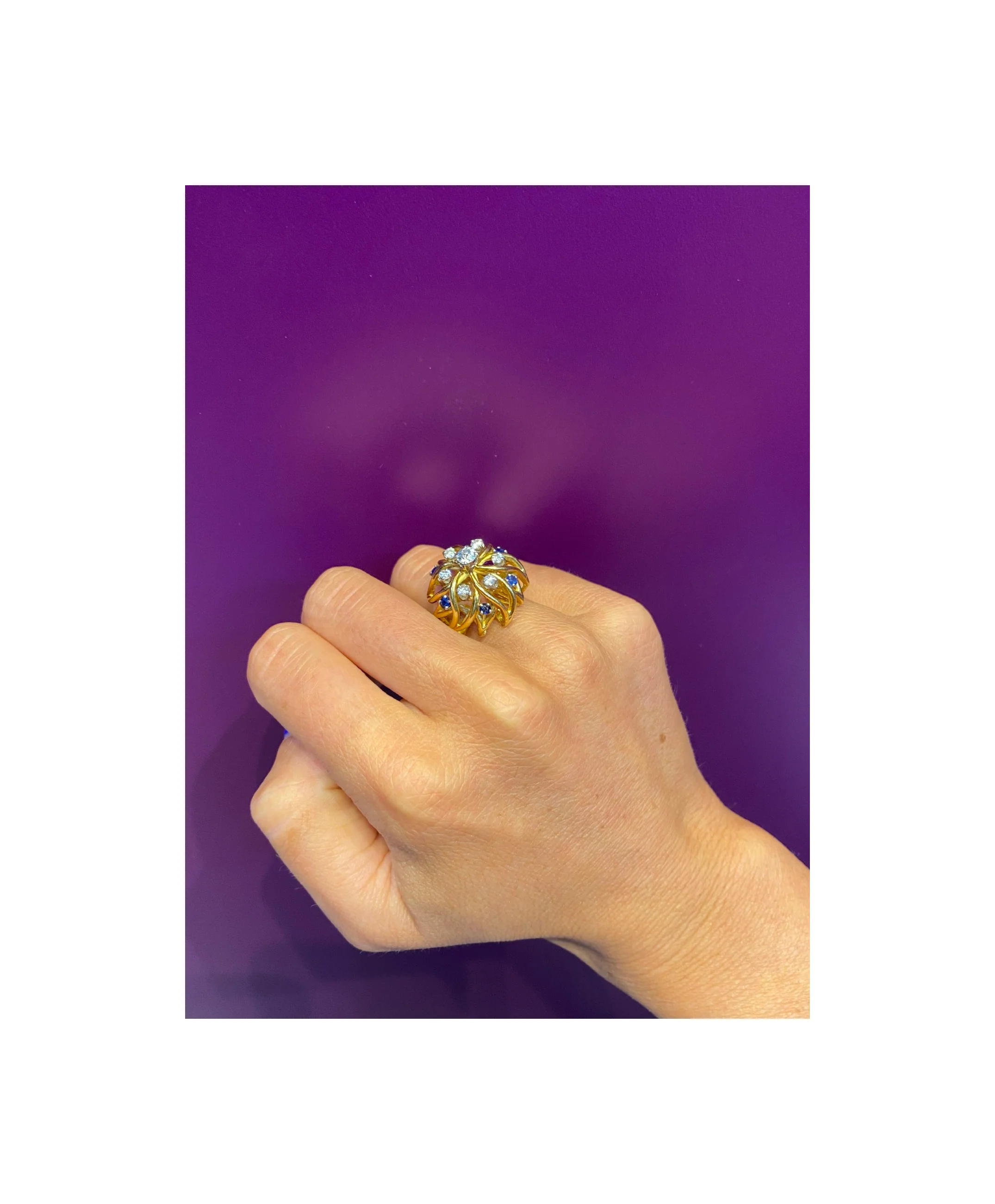 Diamond & Sapphire Dome Ring - Image 8