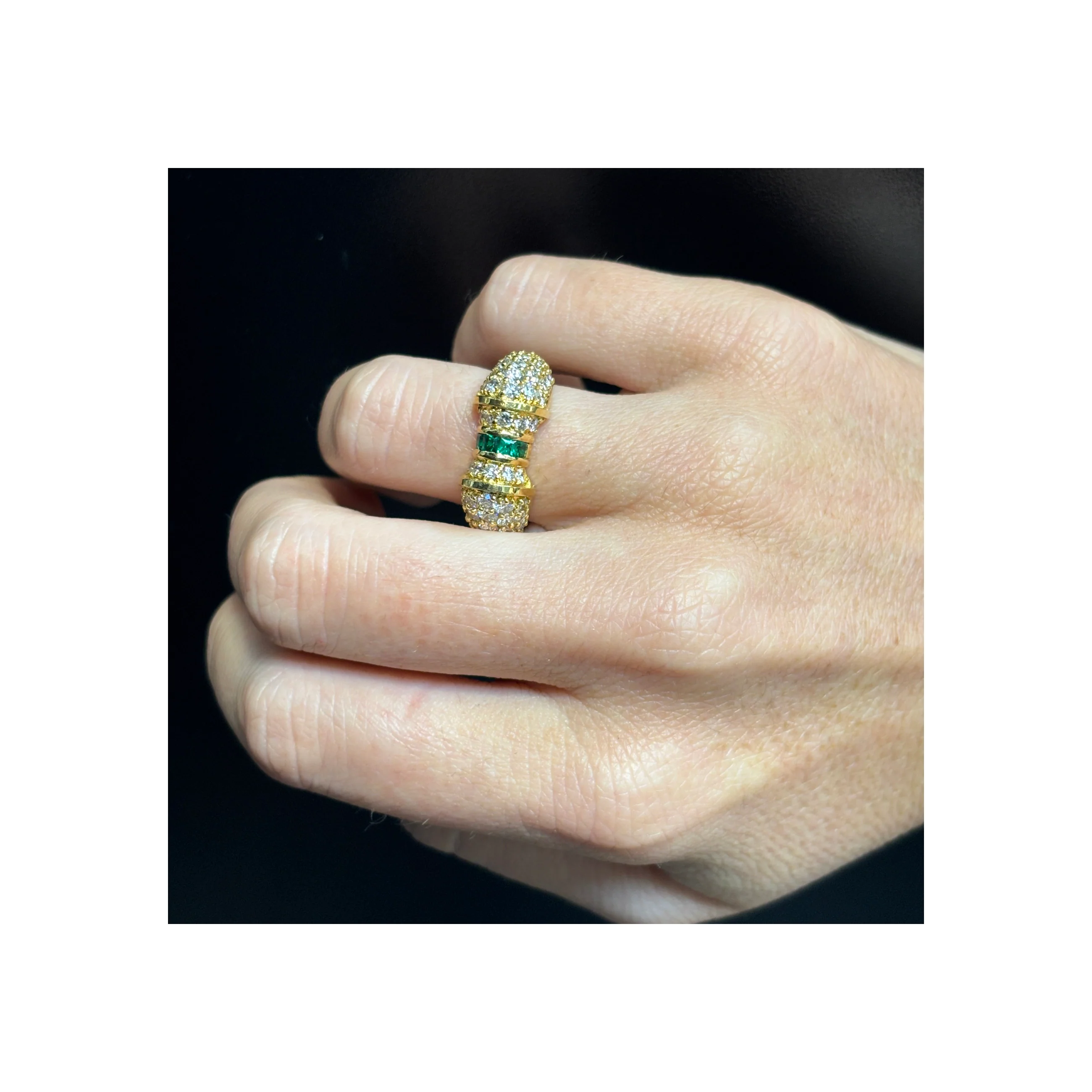 Emerald And Diamond Band Ring - Image 3