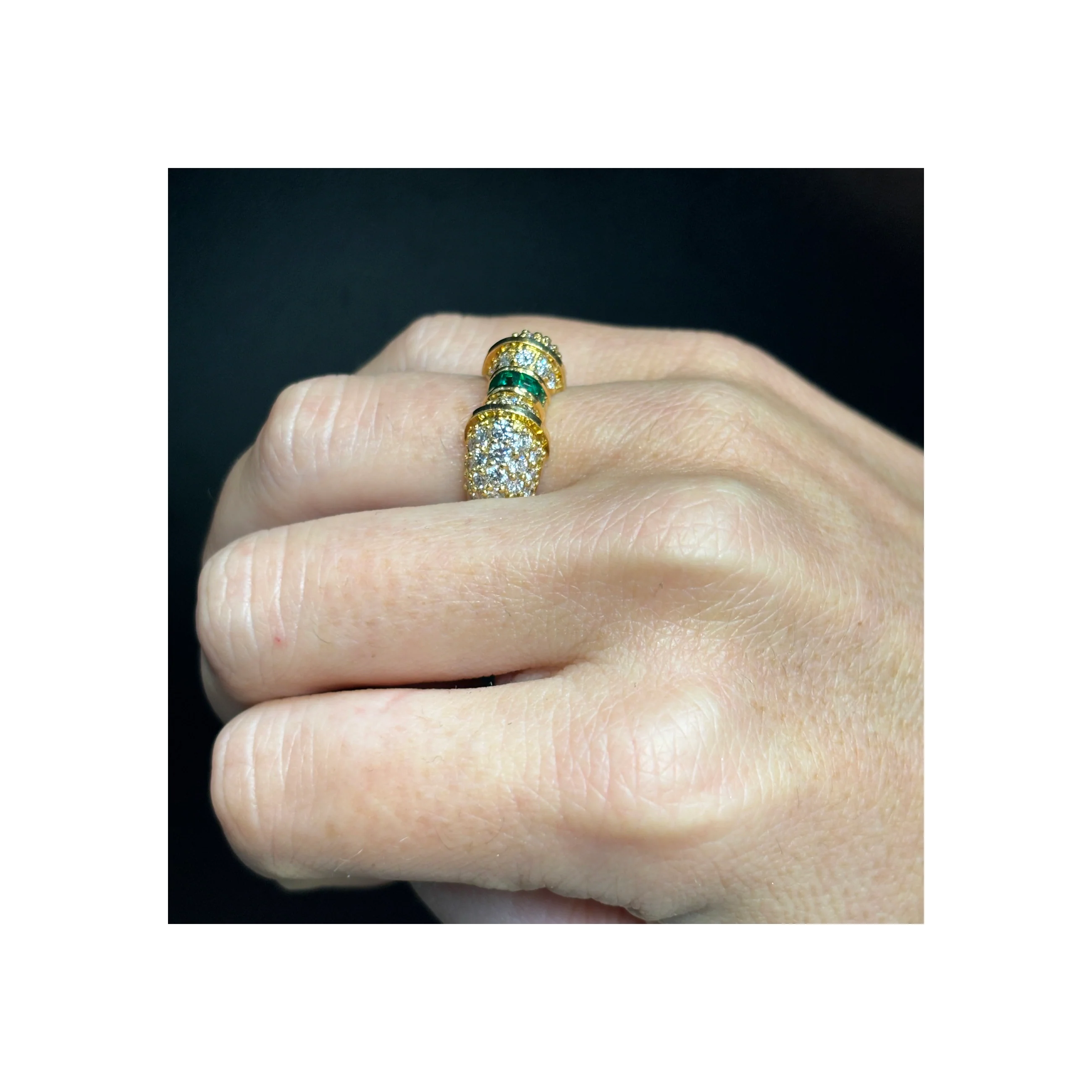 Emerald And Diamond Band Ring - Image 4
