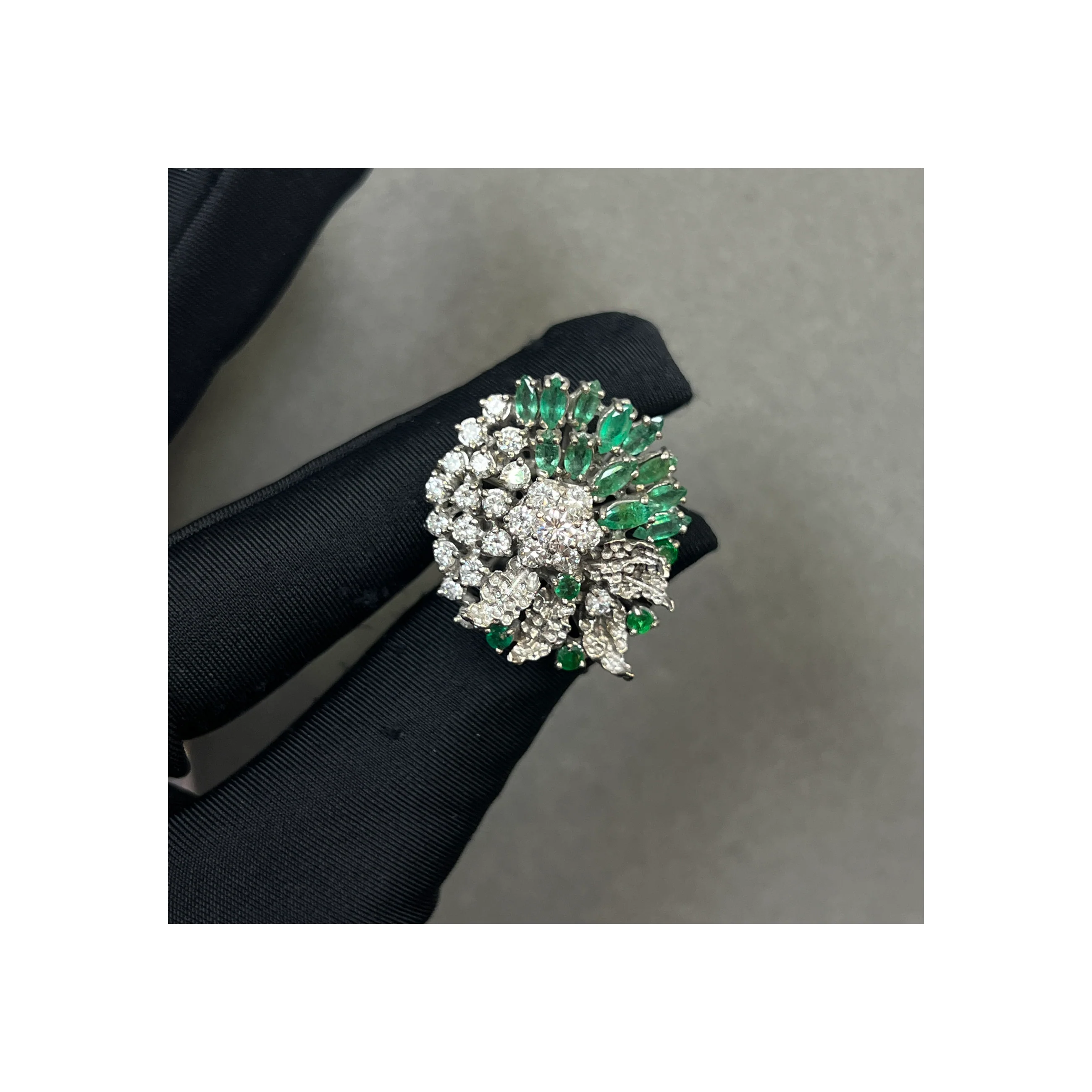 Emerald and Diamond Cocktail Ring - Image 3