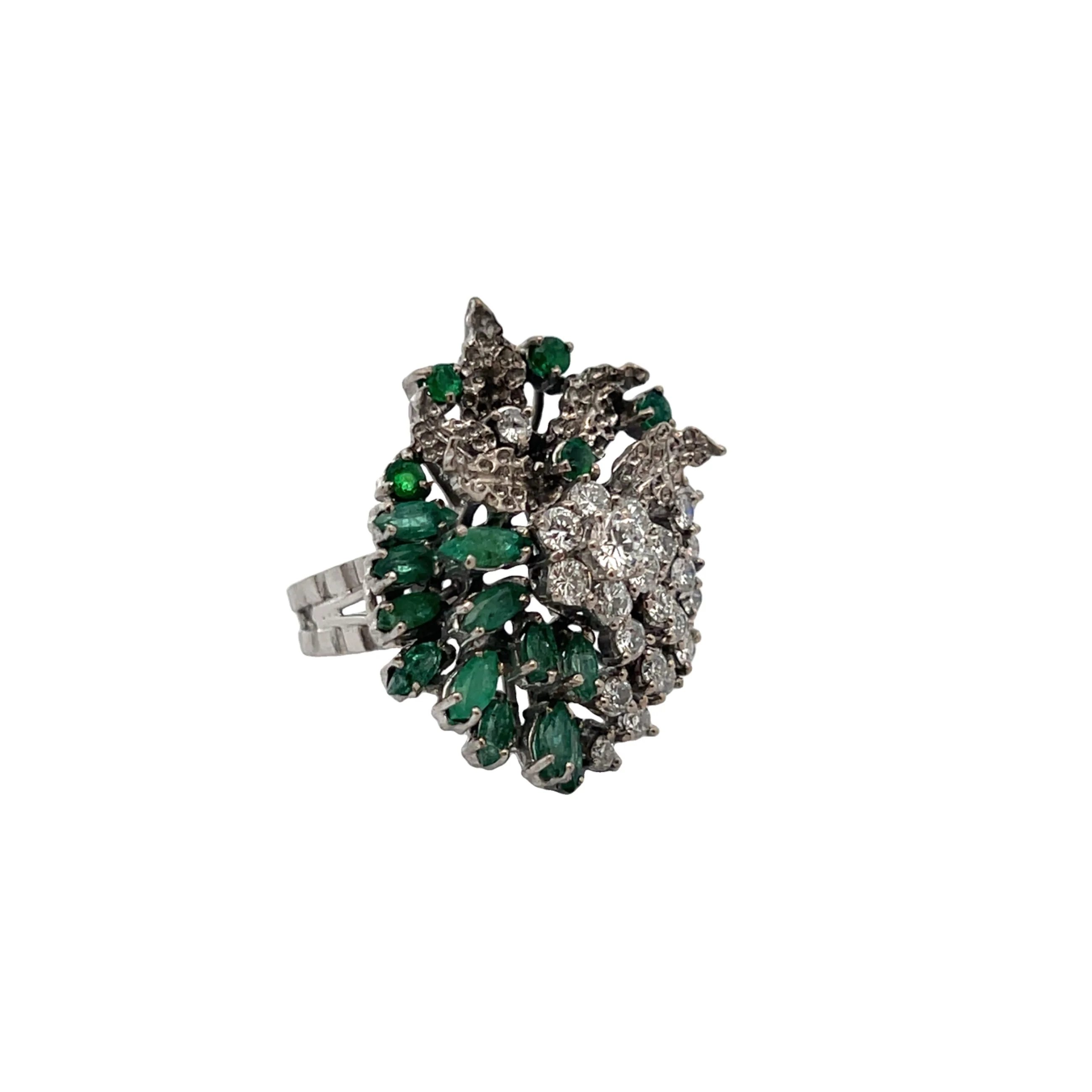 Emerald and Diamond Cocktail Ring - Image 4