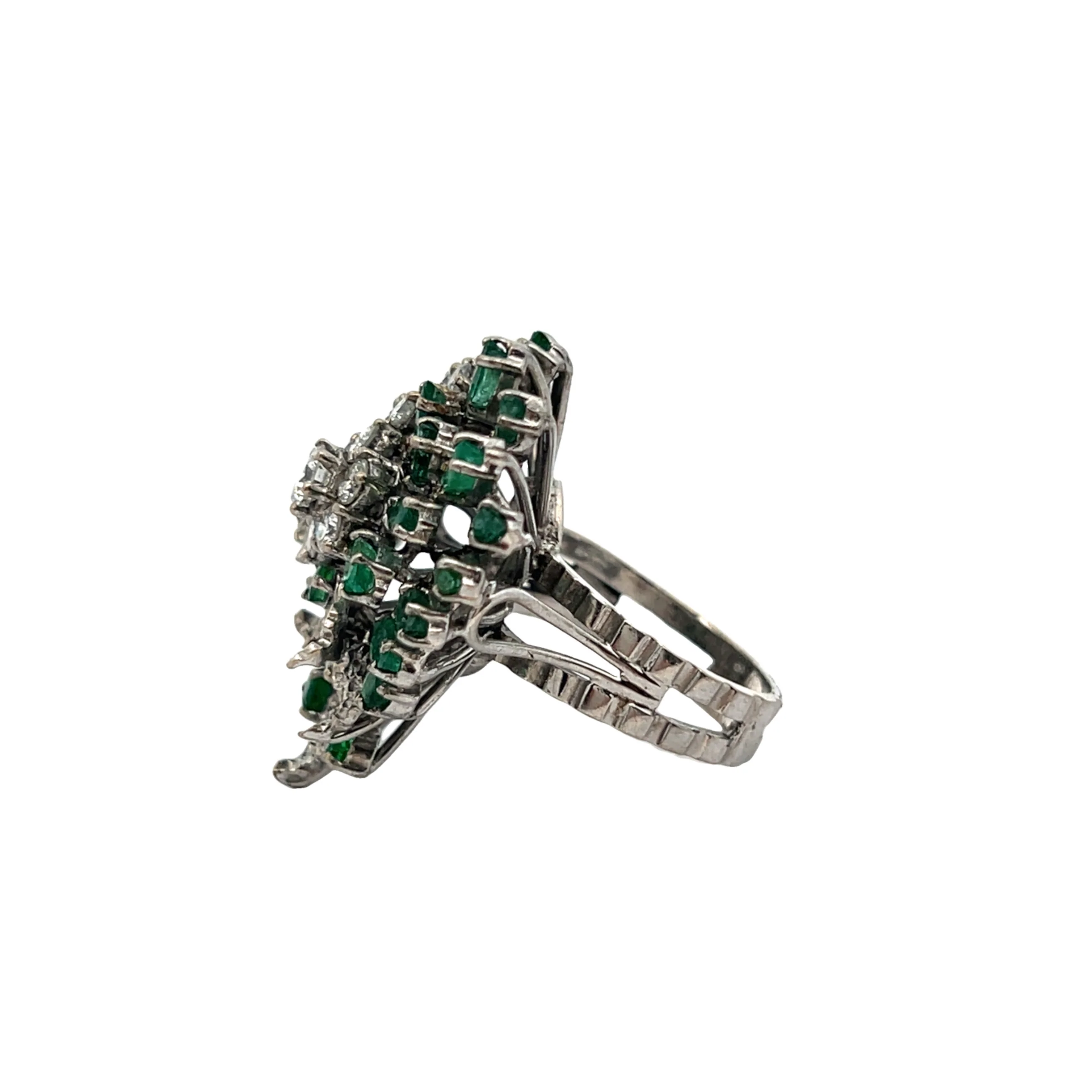 Emerald and Diamond Cocktail Ring - Image 7