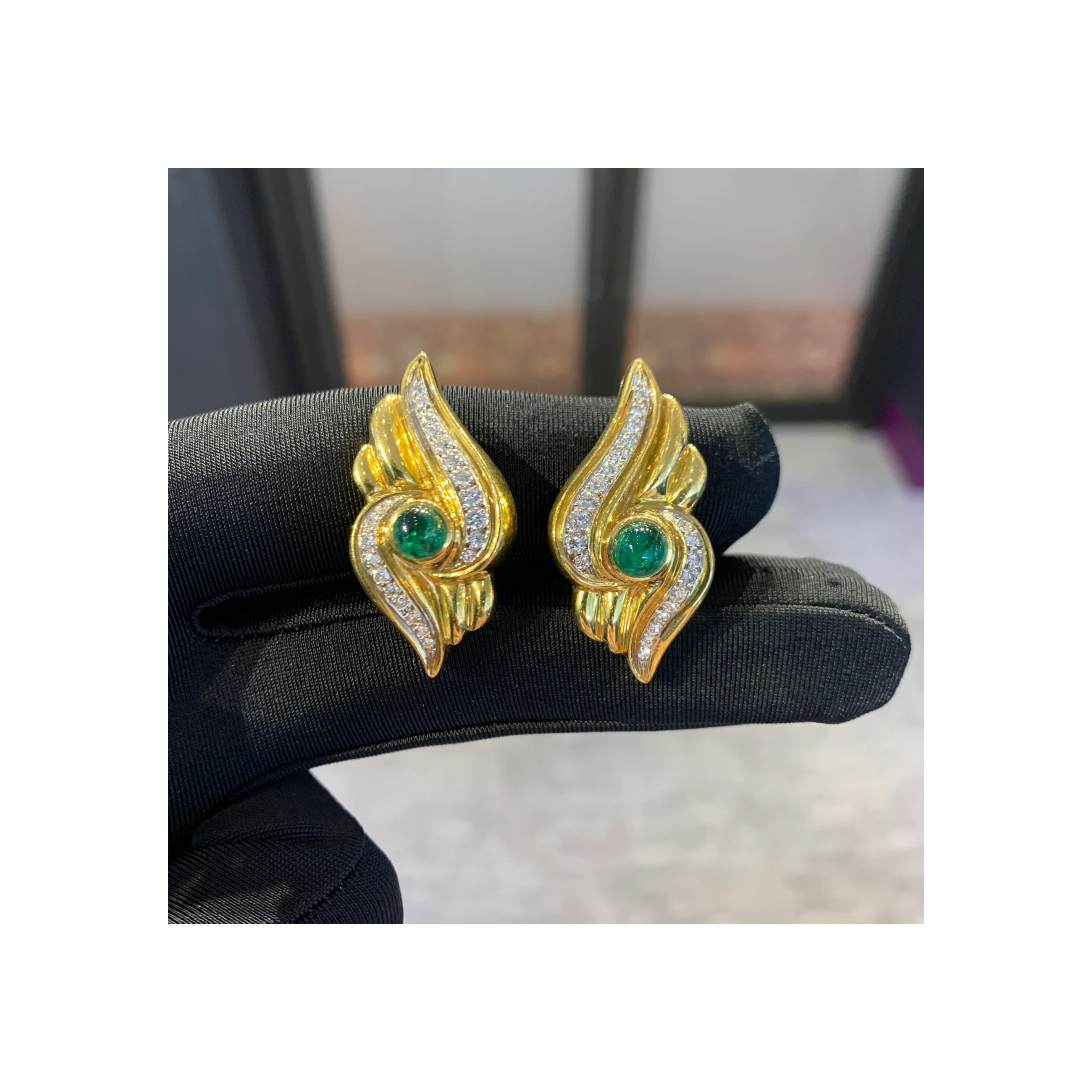 Emerald and Diamond Earrings - Image 3