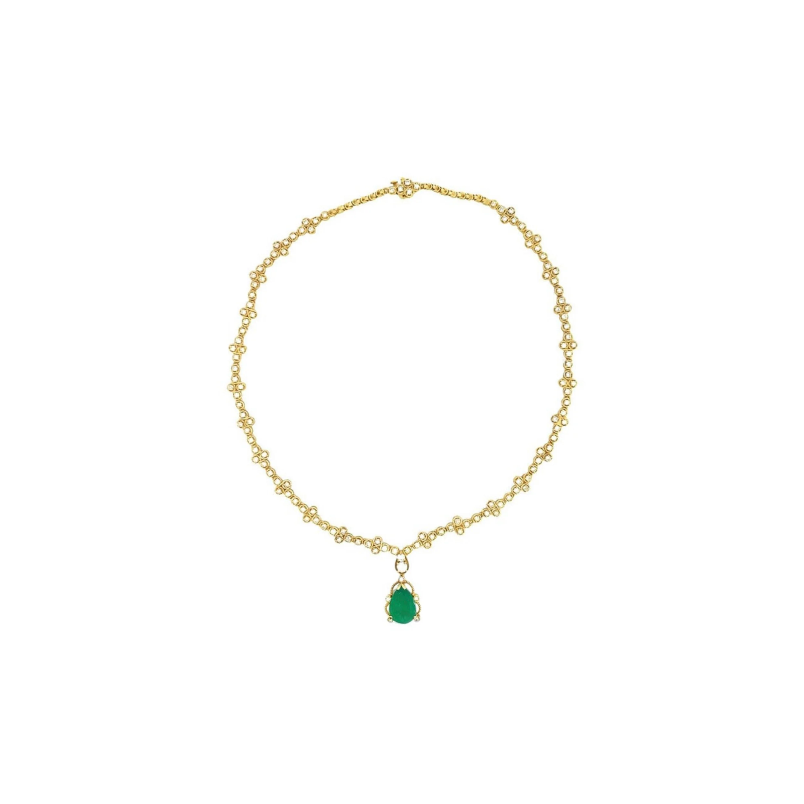 Emerald and Diamond Pendant Necklace