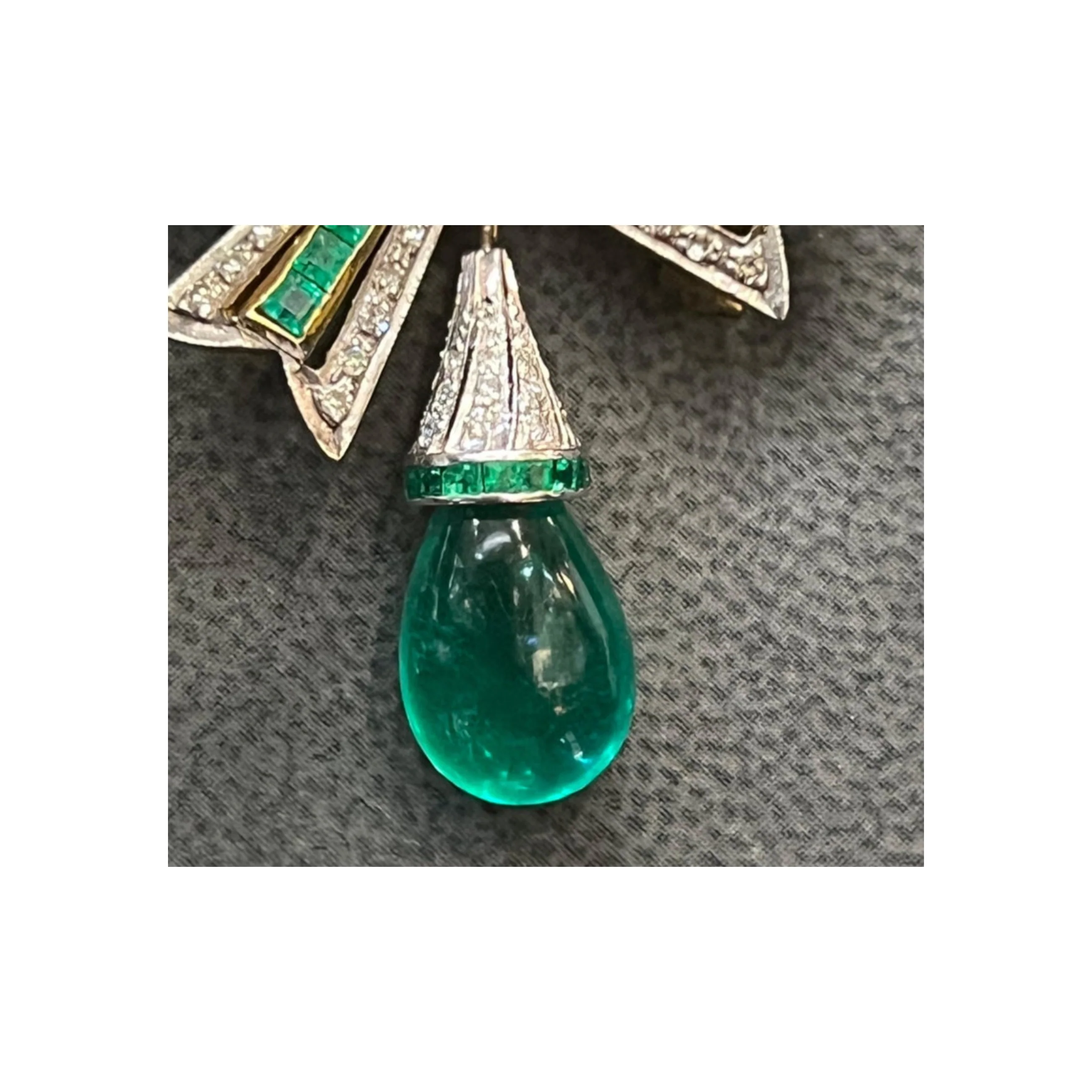 Emerald & Diamond Bow Brooch - Image 6