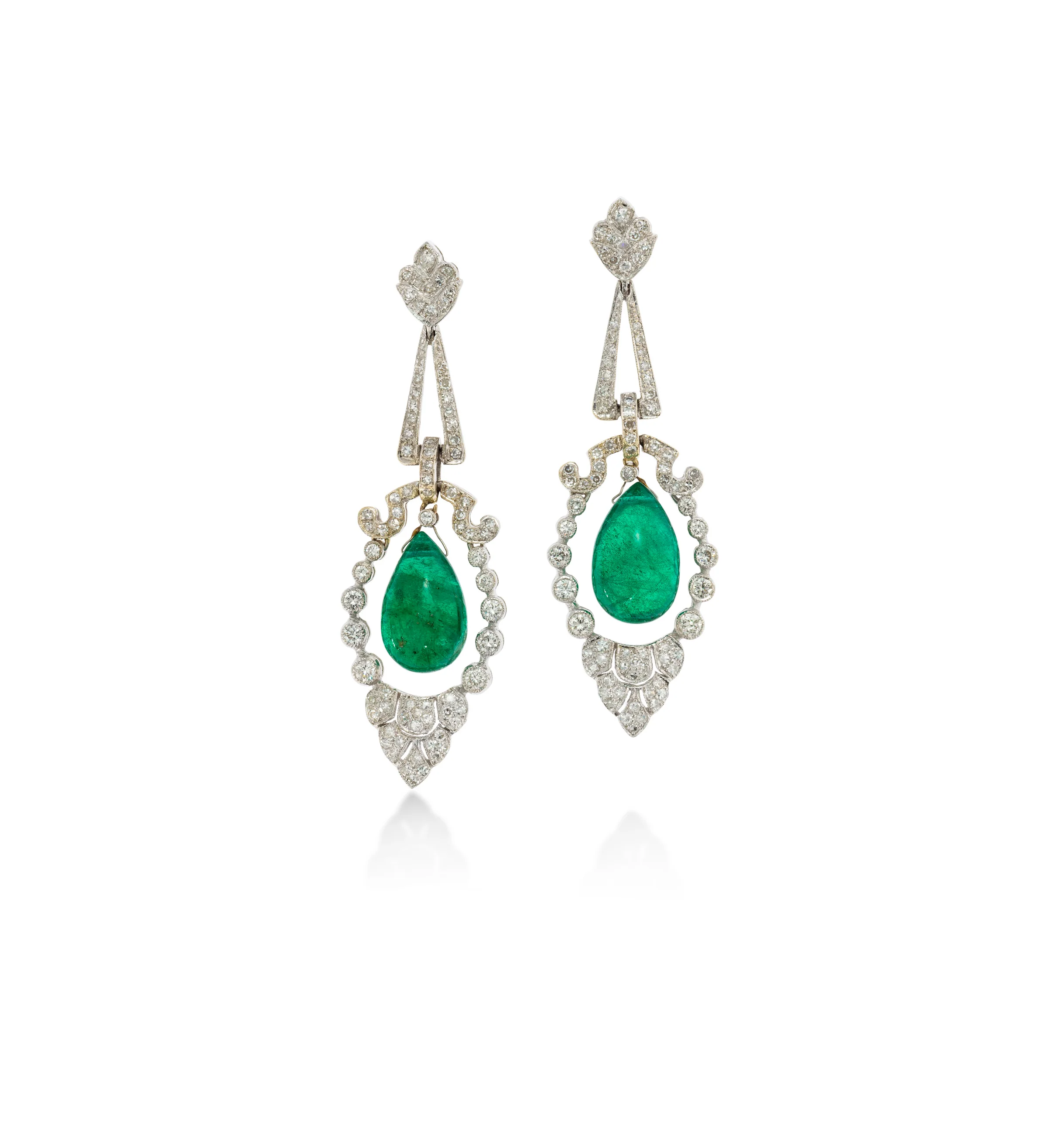 Emerald & Diamond Chandelier Dangle Earrings - Image 4