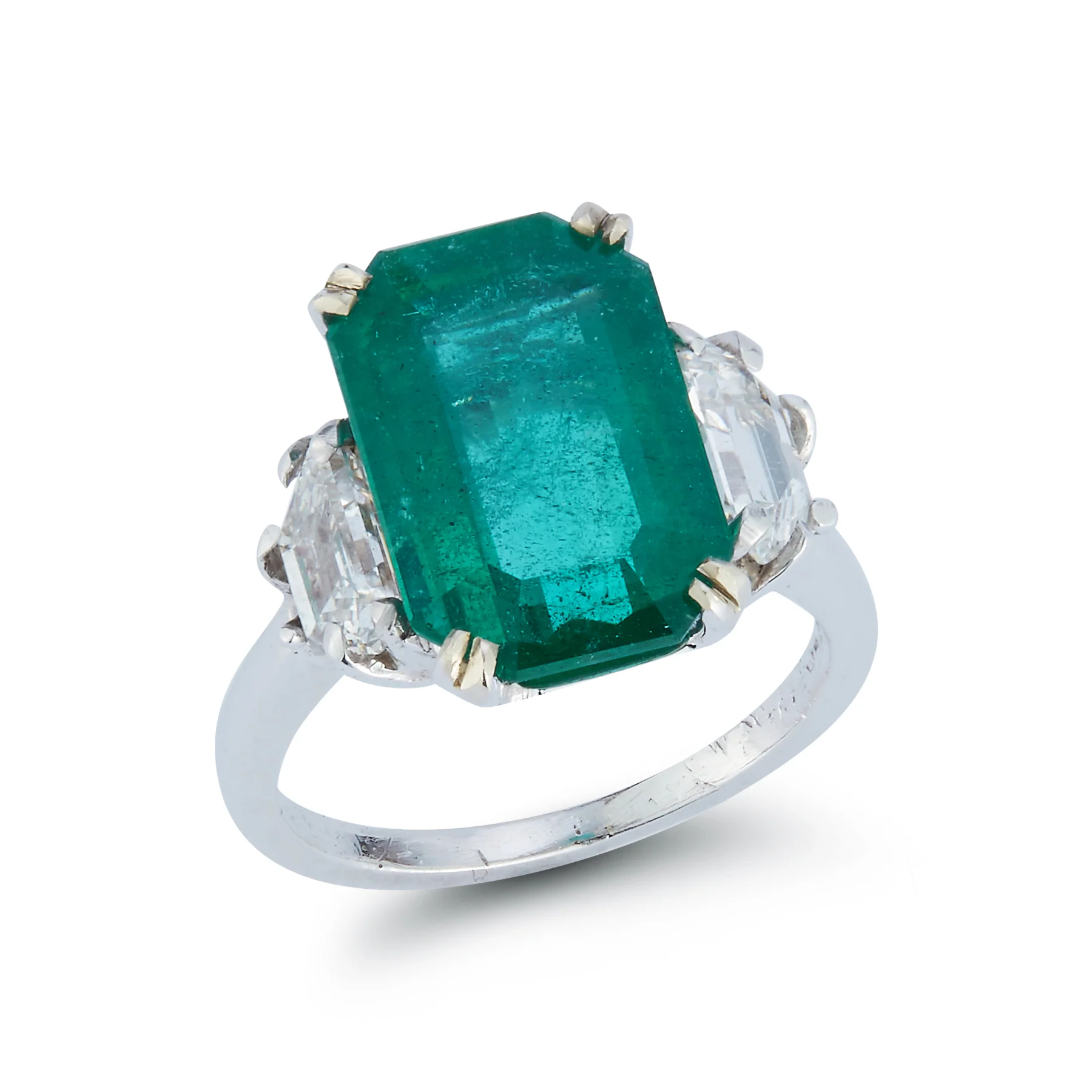 Emerald & Diamond Three Stone Cocktail Ring