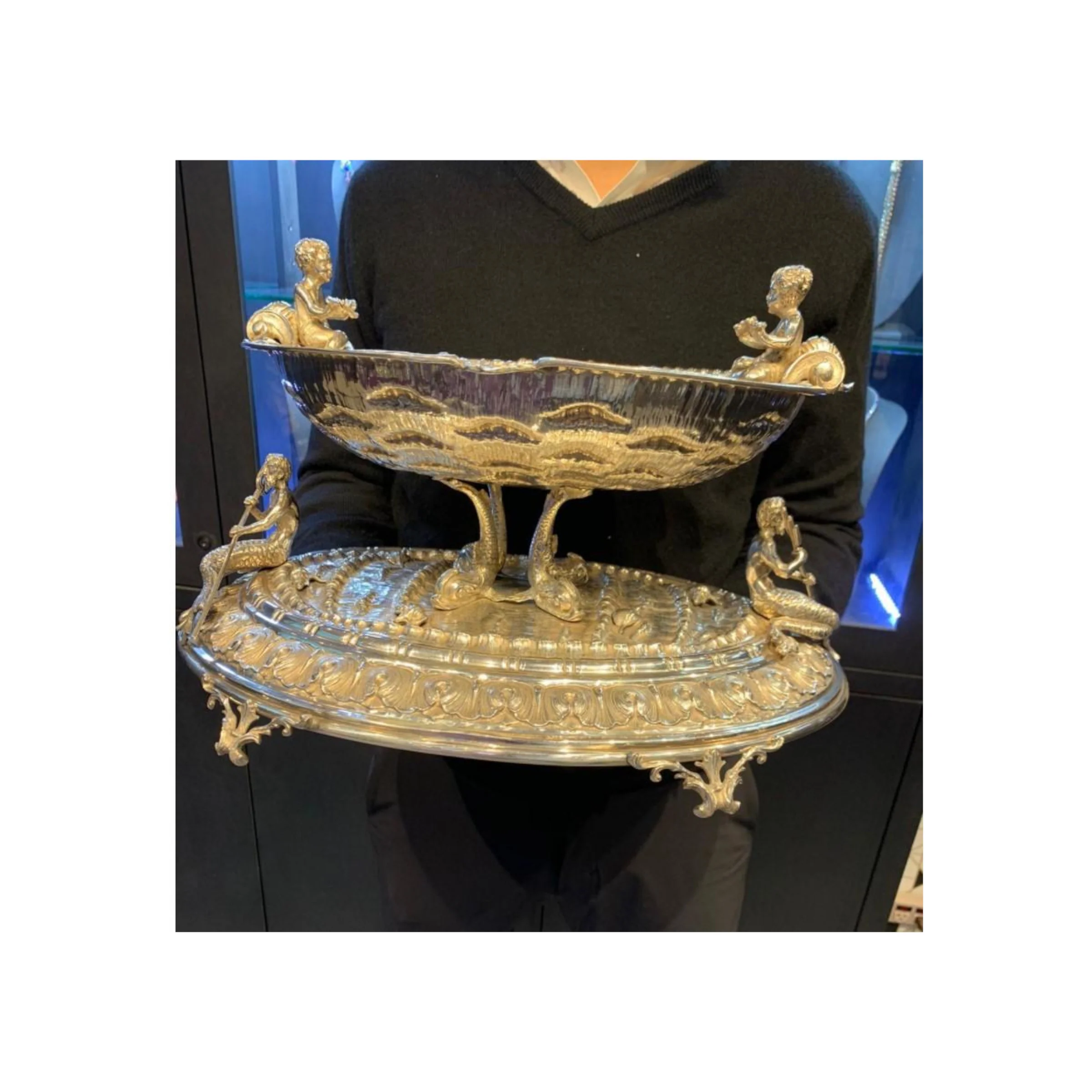 Exceptional Nautical Themed Silver Centerpiece by Buccellati - Image 3