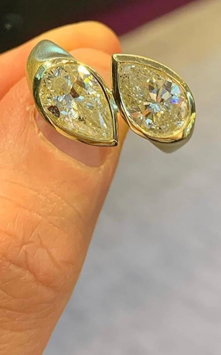 Fancy Yellow Pear Shaper Two-Stone Diamond Ring - Image 5