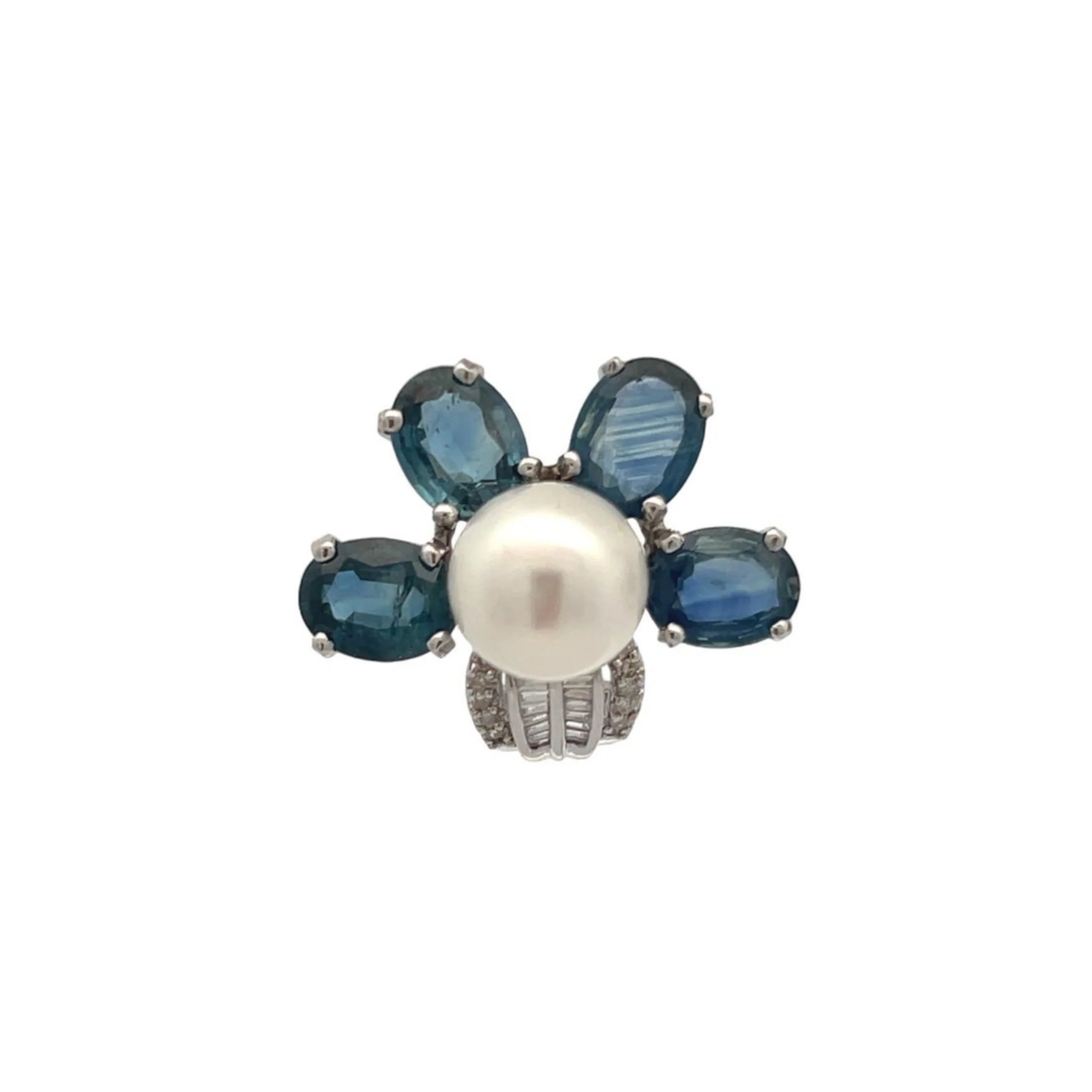 Floral Sapphire and Pearl Earrings - Image 12