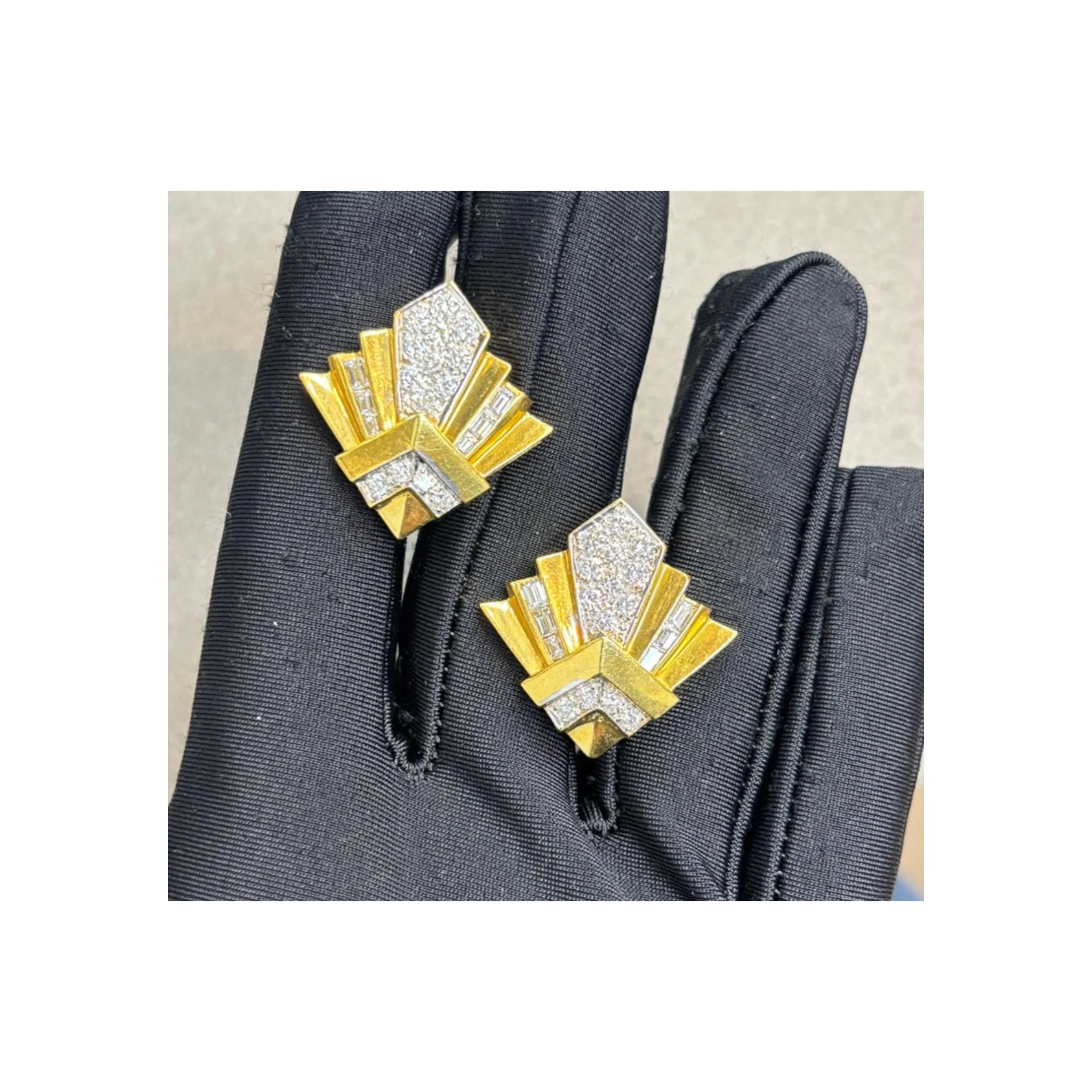 Geometric Diamond Earrings - Image 3