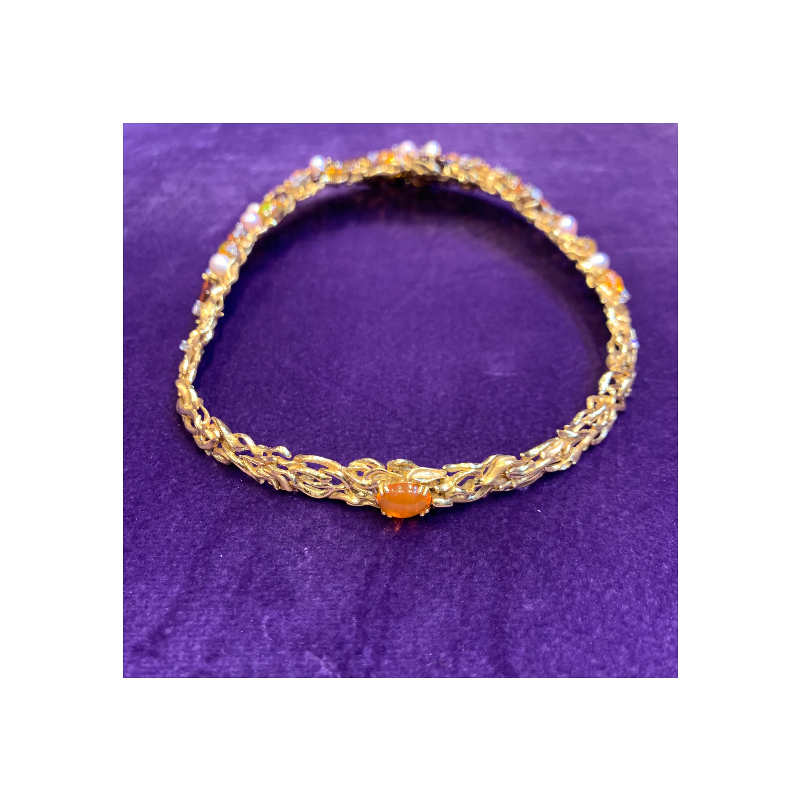 Gilbert Albert Fire Opal and Pearl Necklace & Earrings - Image 10