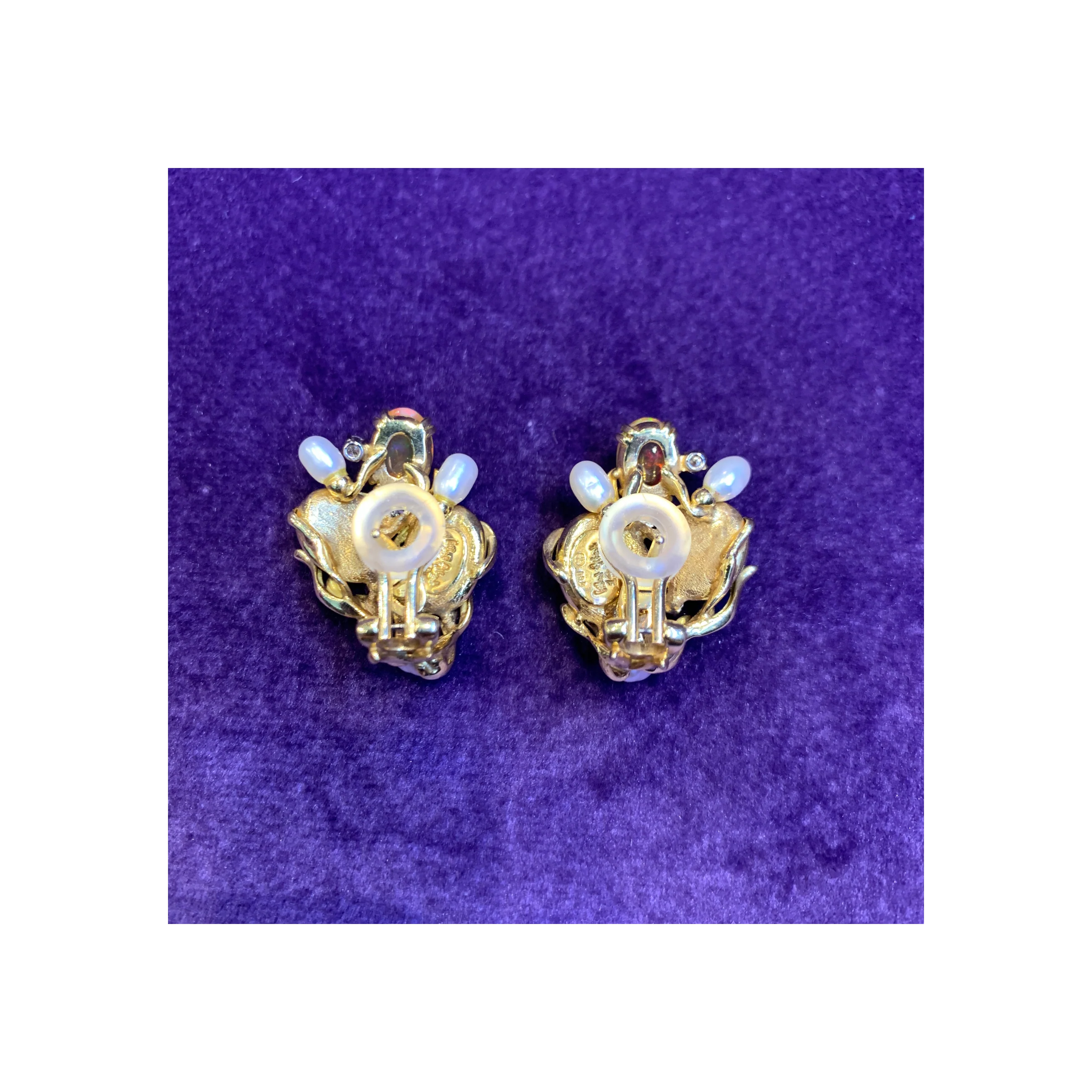 Gilbert Albert Fire Opal and Pearl Necklace & Earrings - Image 15