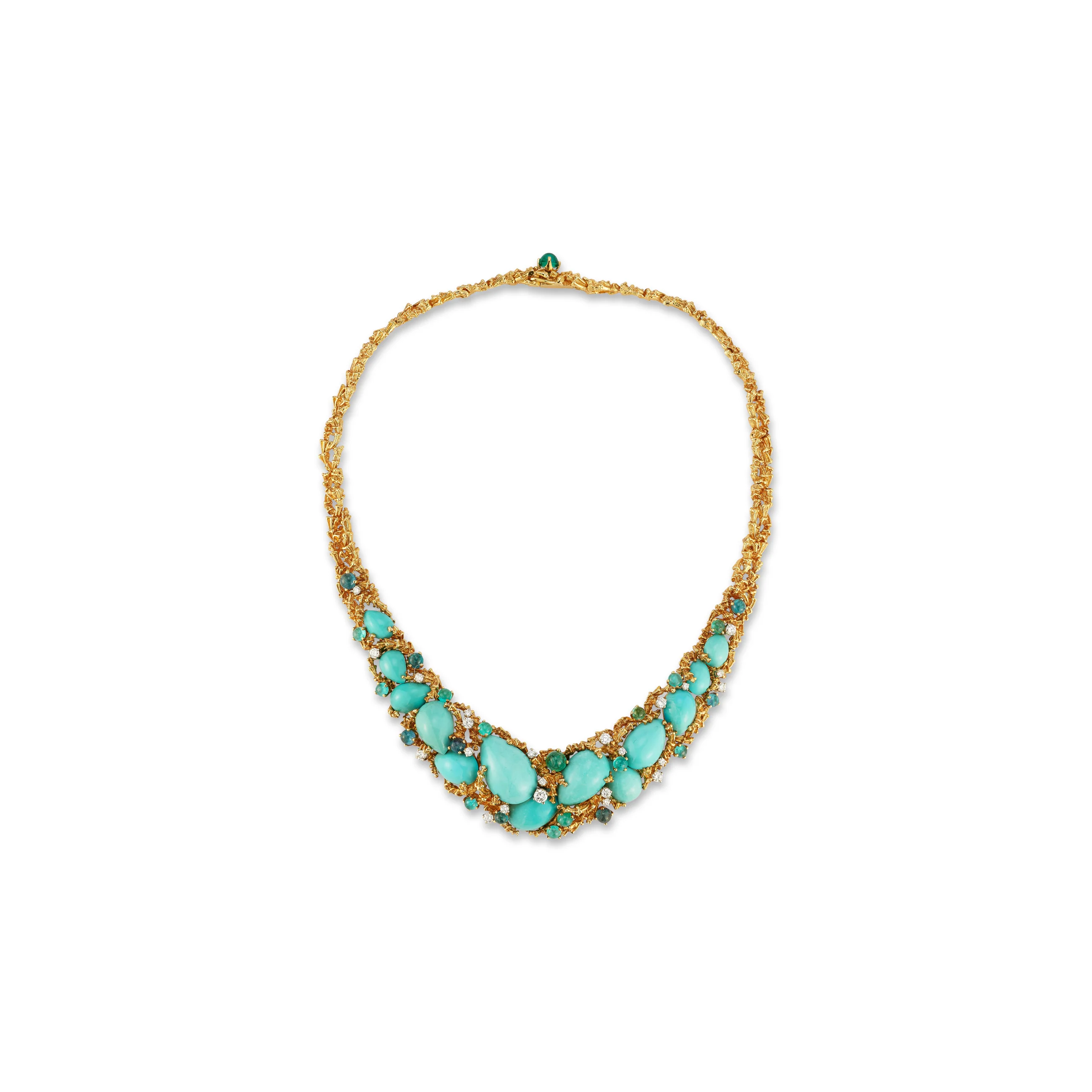 Gilbert Albert Turquoise & Diamond Necklace & Earrings - Image 5
