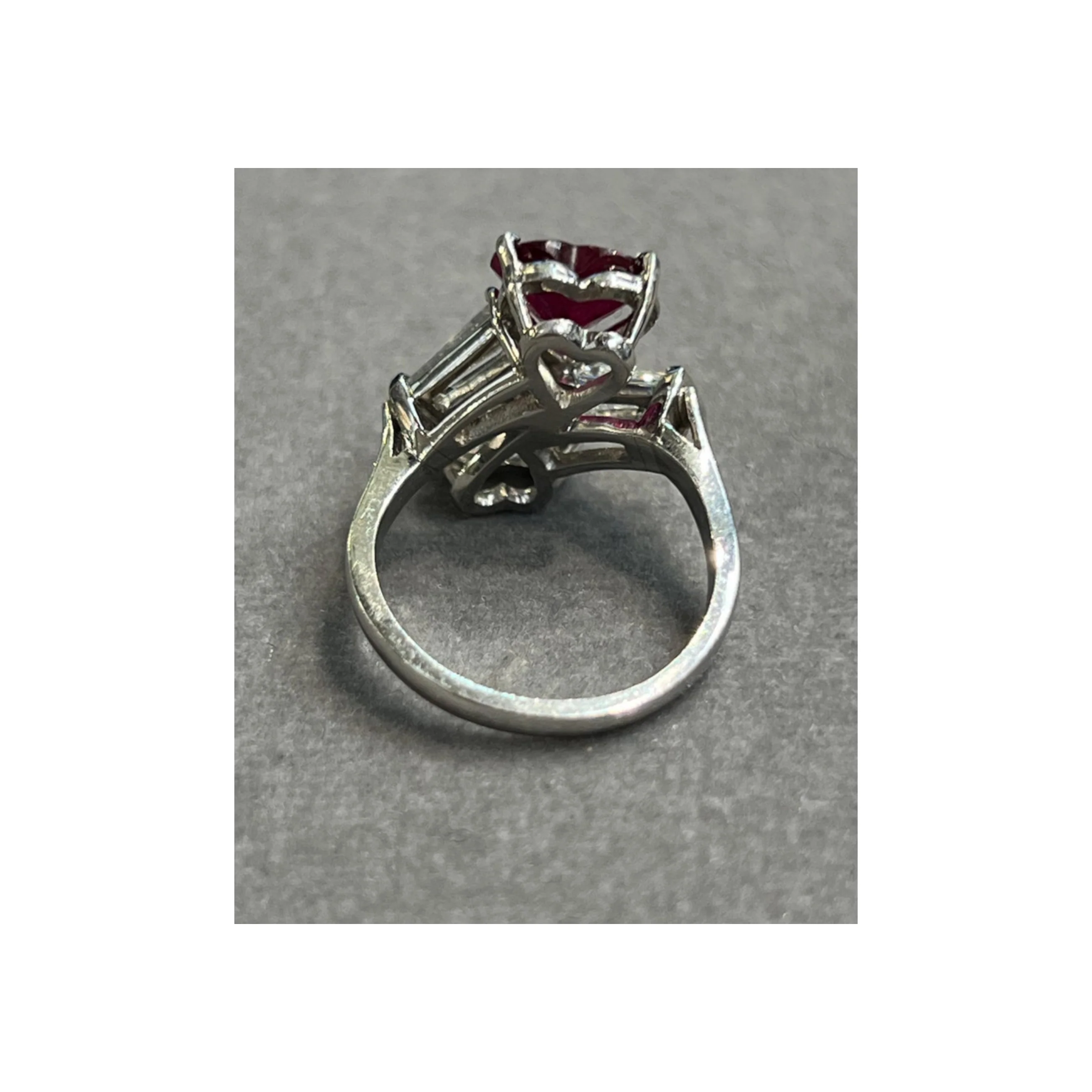 Heart Shaped Ruby and Diamond You & Me Ring - Image 8