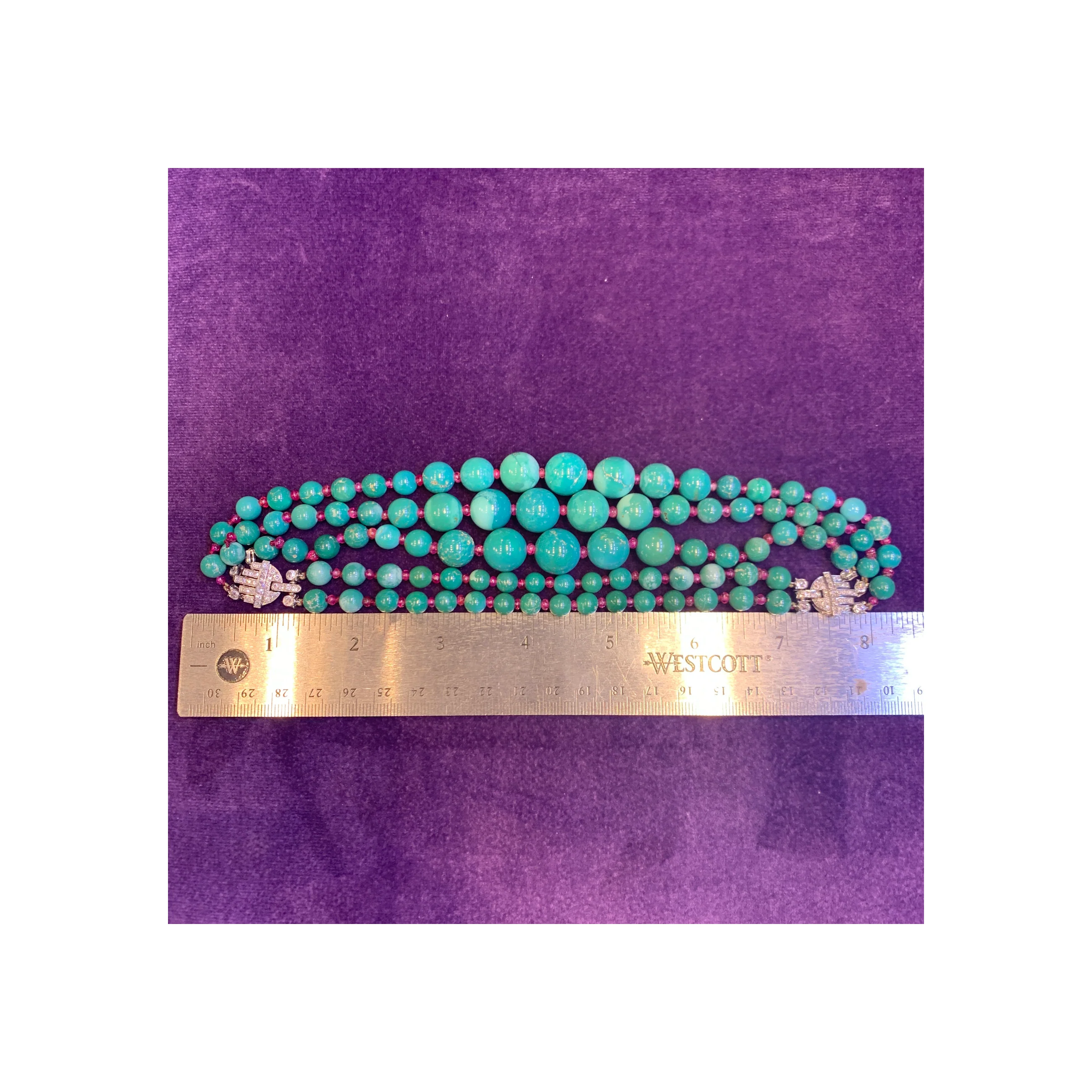 Historic Art Deco Cartier Turquoise and Ruby Bead Necklace - Image 13