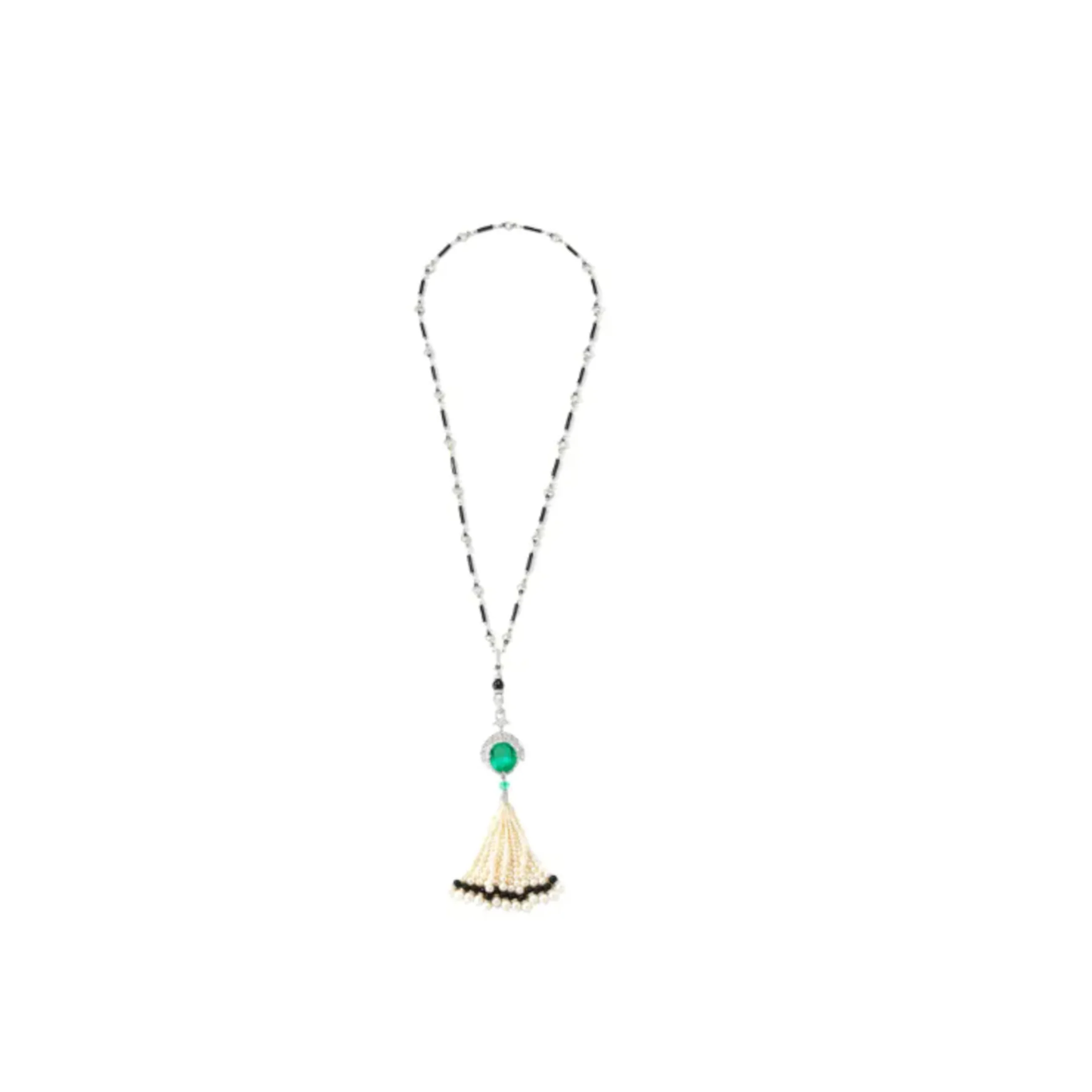 Important 21.70 Carat Colombian Emerald Tassel Sautoir Necklace